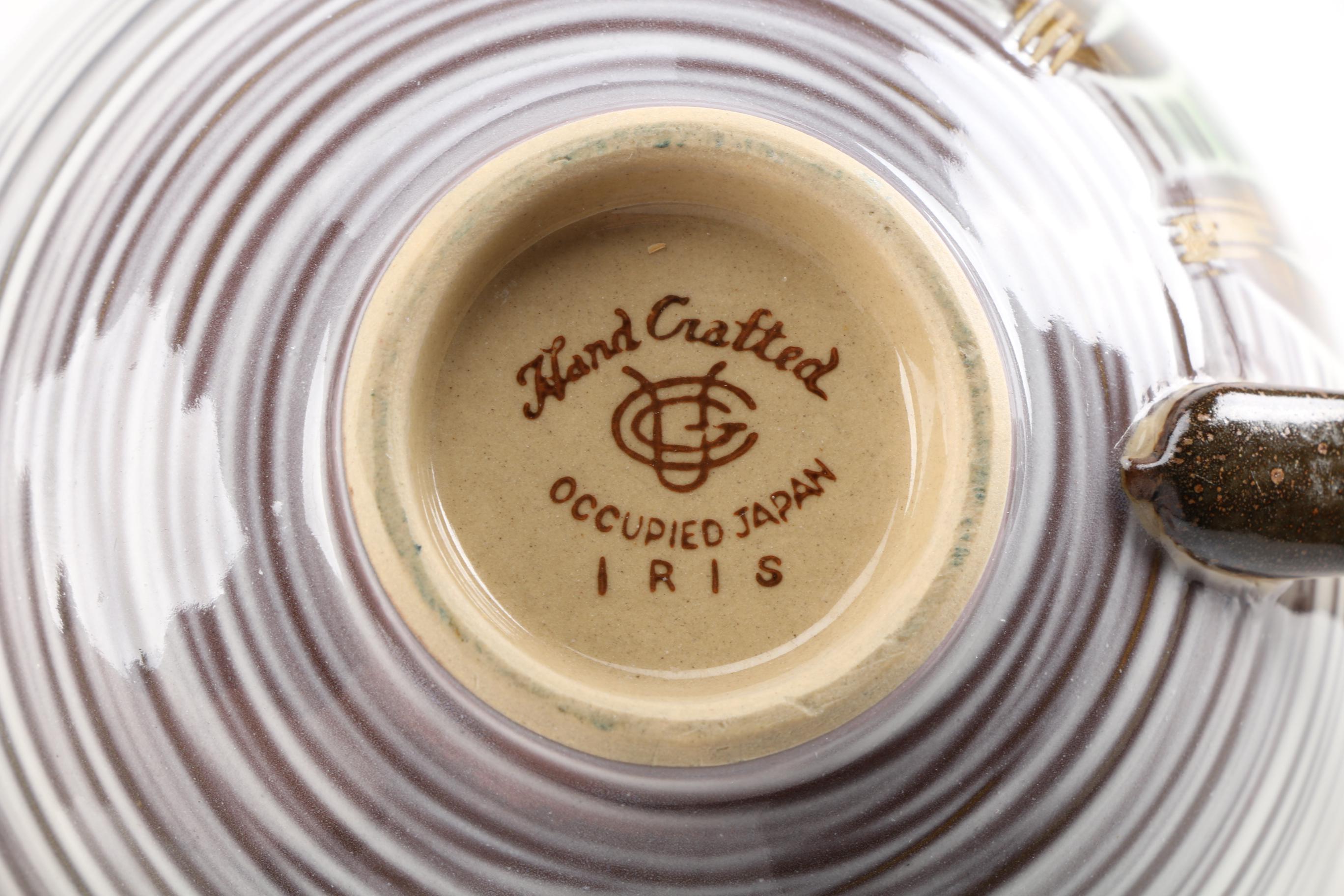 Pottery Dish Set With "Iris" Pattern