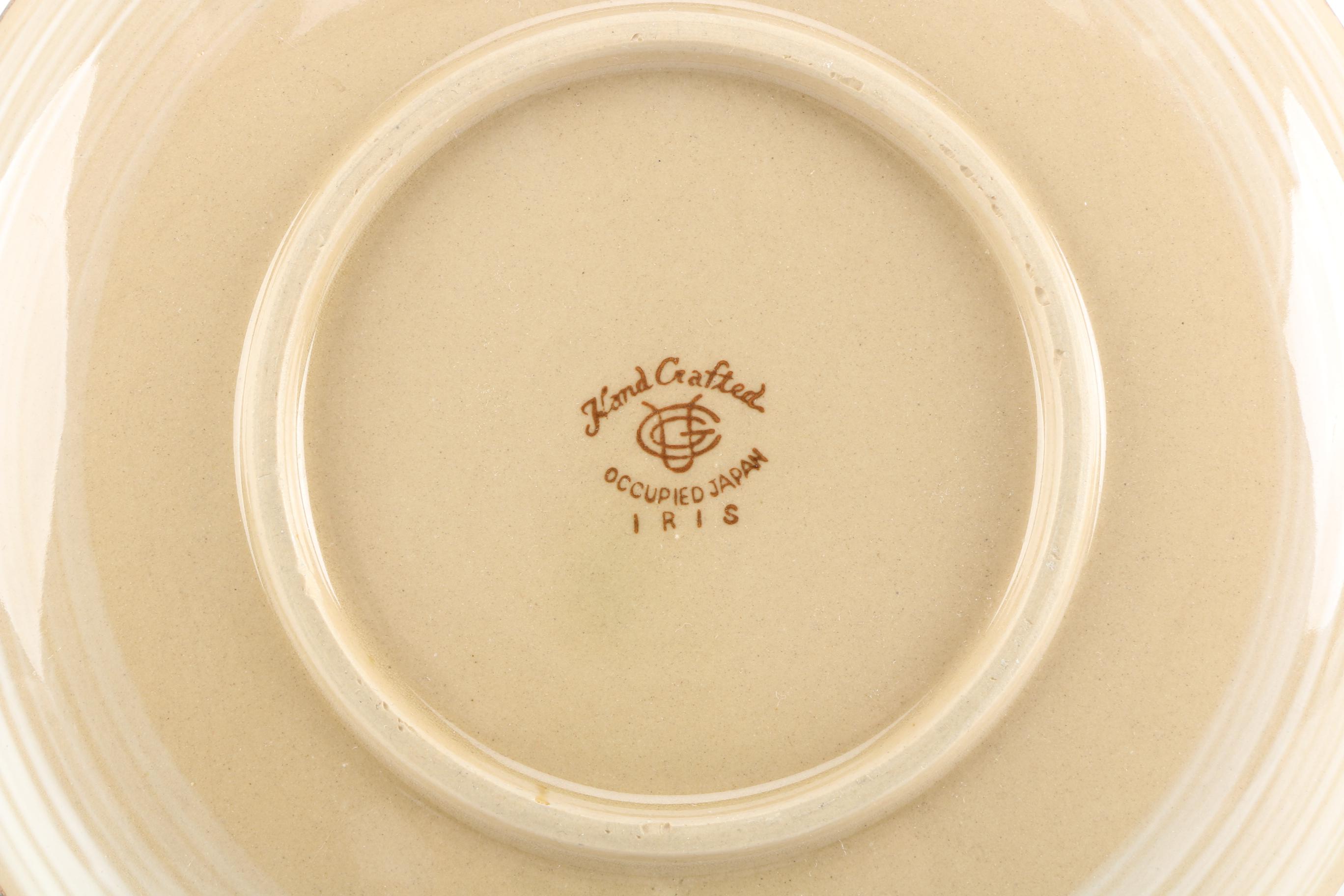 Pottery Dish Set With "Iris" Pattern