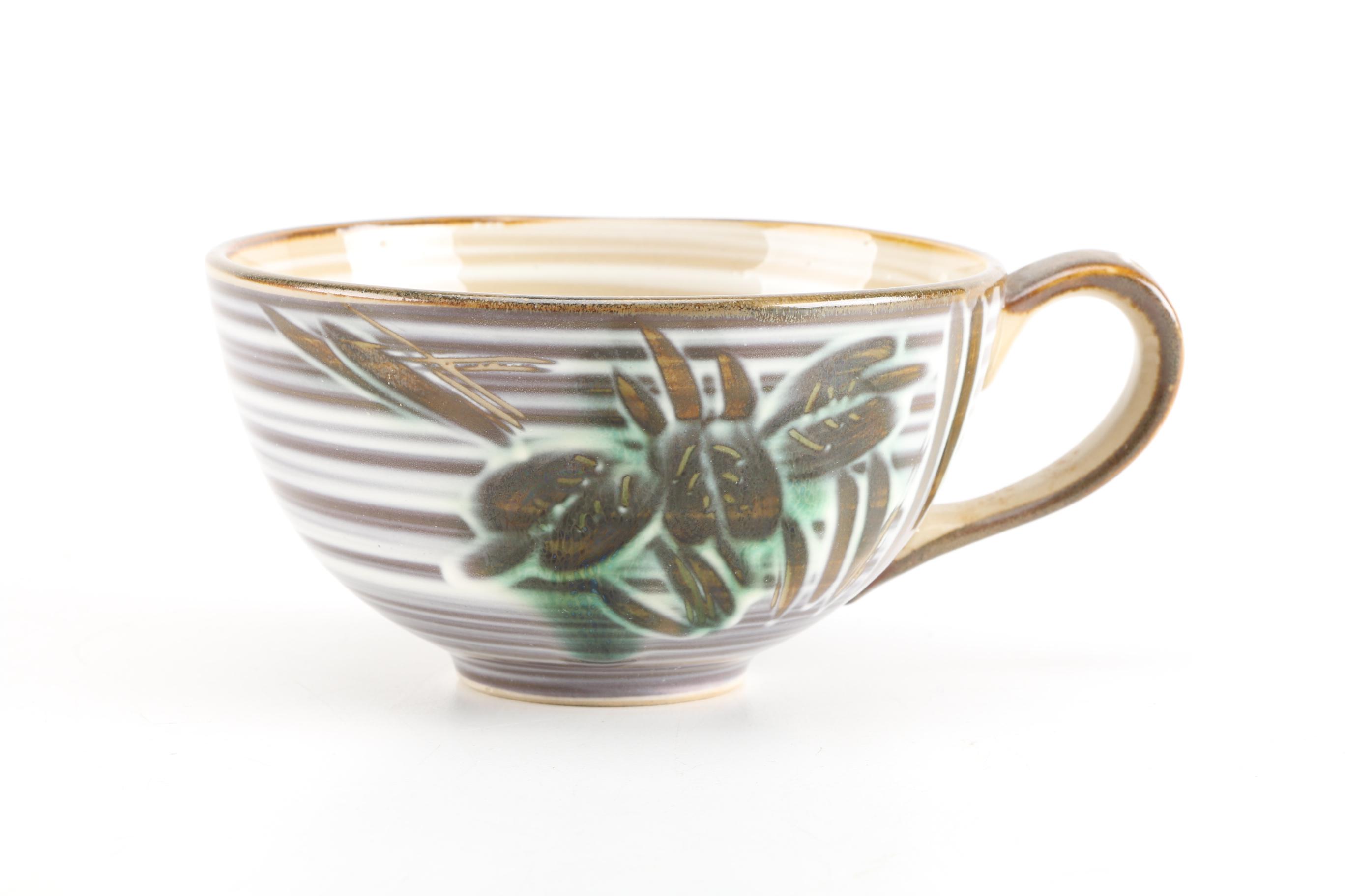 Pottery Dish Set With "Iris" Pattern