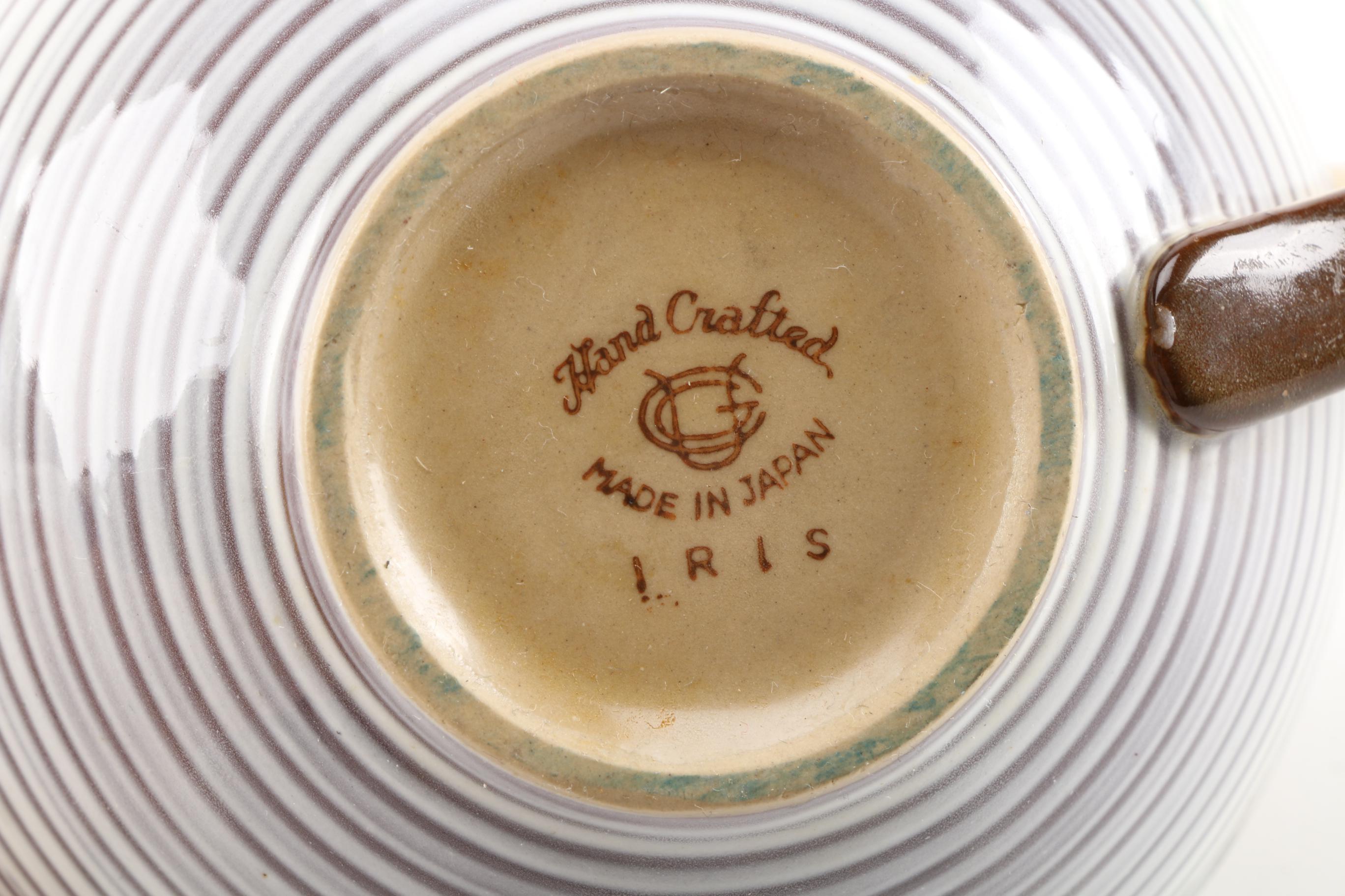 Pottery Dish Set With "Iris" Pattern