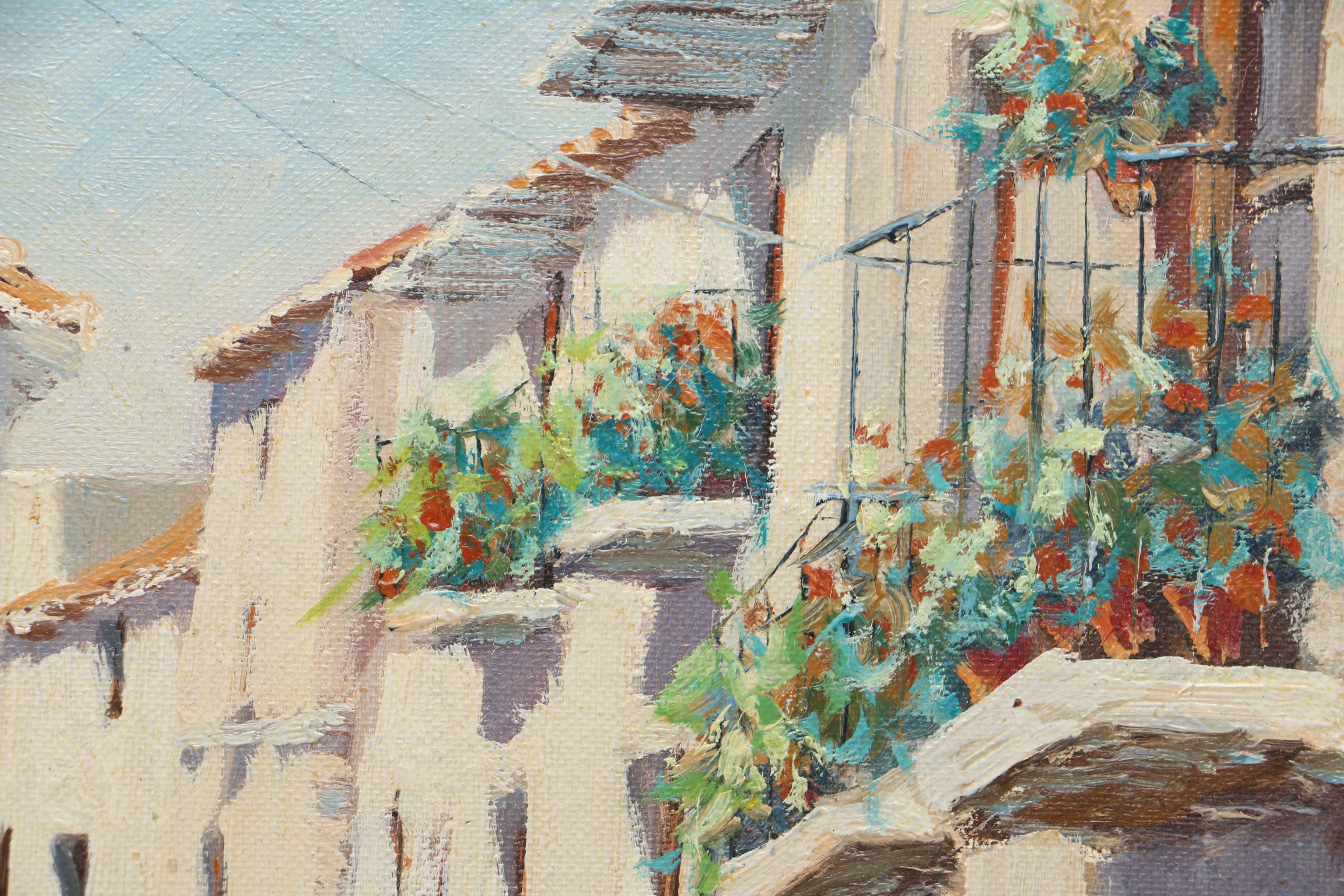 Framed Oil Painting on Canvas of an Alleyway