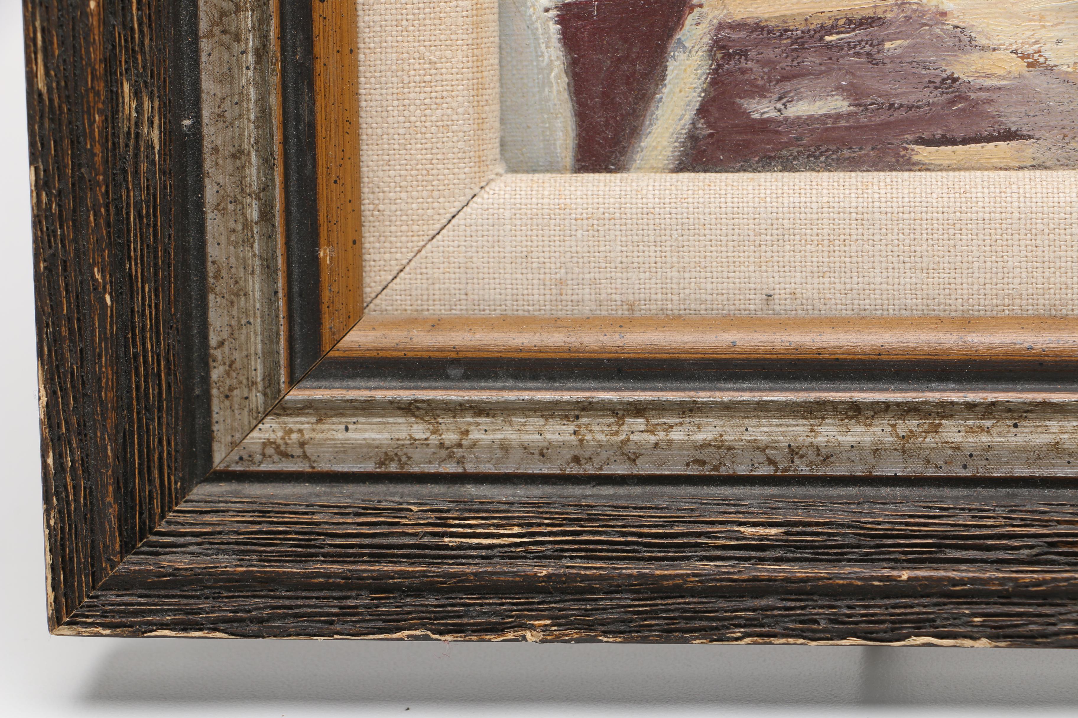 Framed Oil Painting on Canvas of an Alleyway