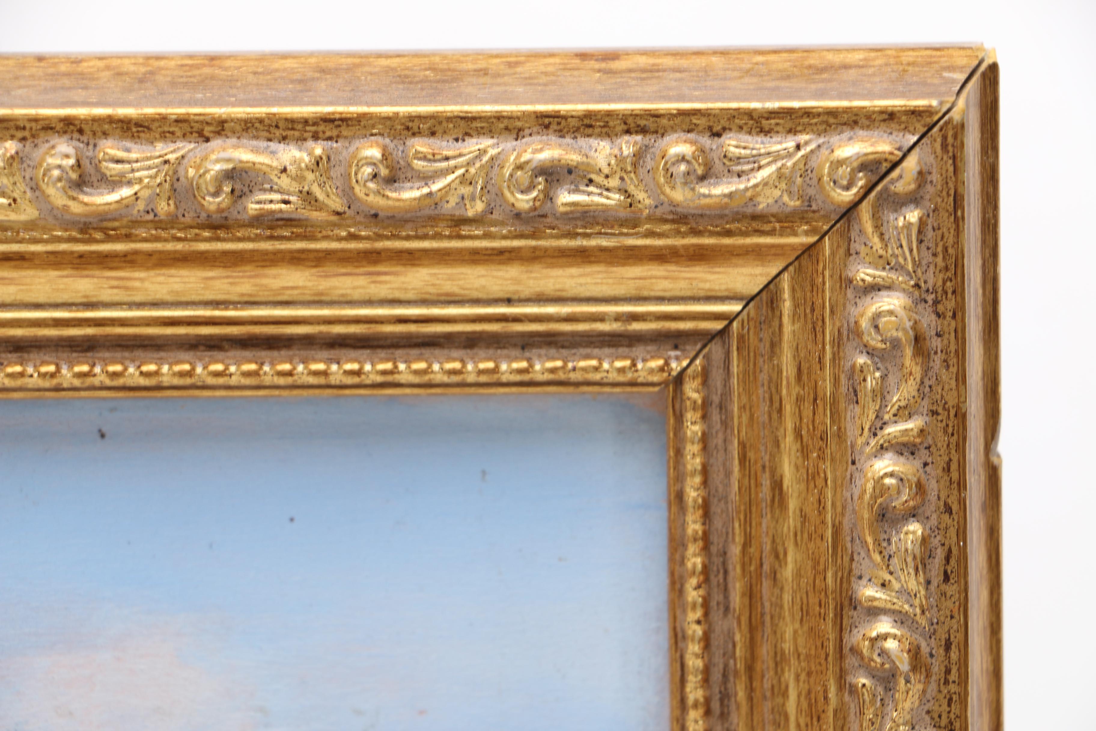 Oil Painting on Wood of a Golfing Green Under a Blue Sky