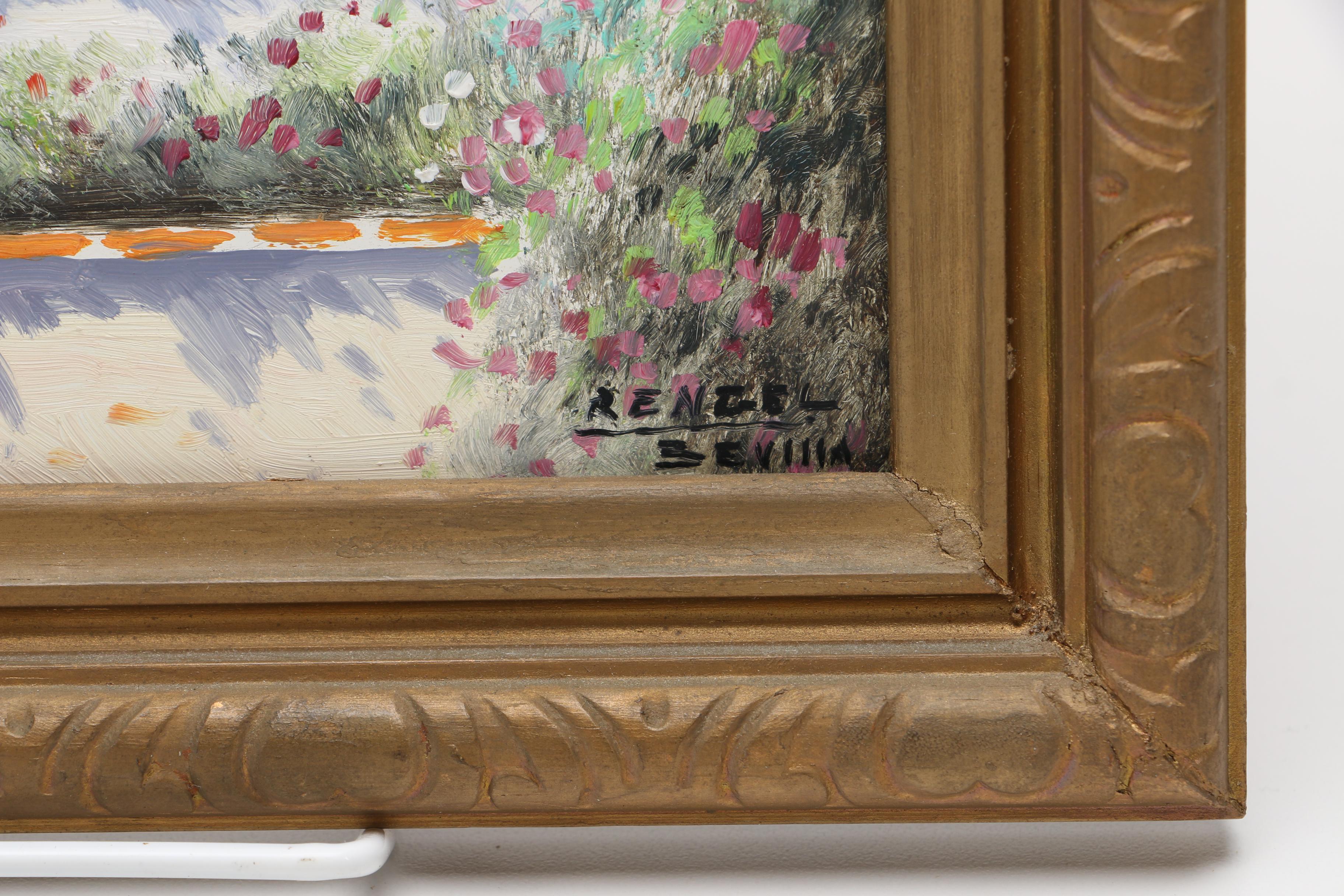 Framed Oil Painting of a Courtyard