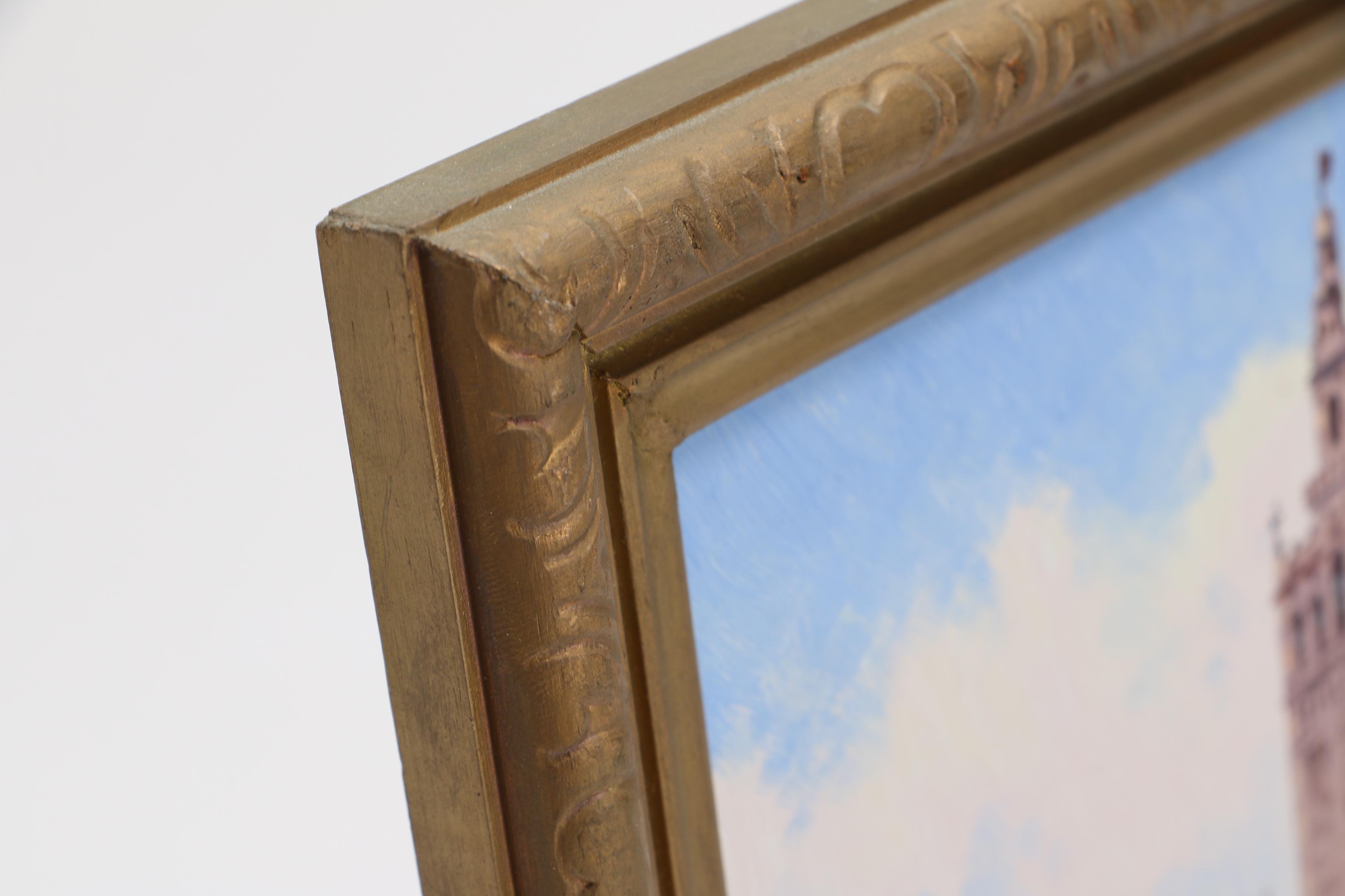 Framed Oil Painting of a Courtyard