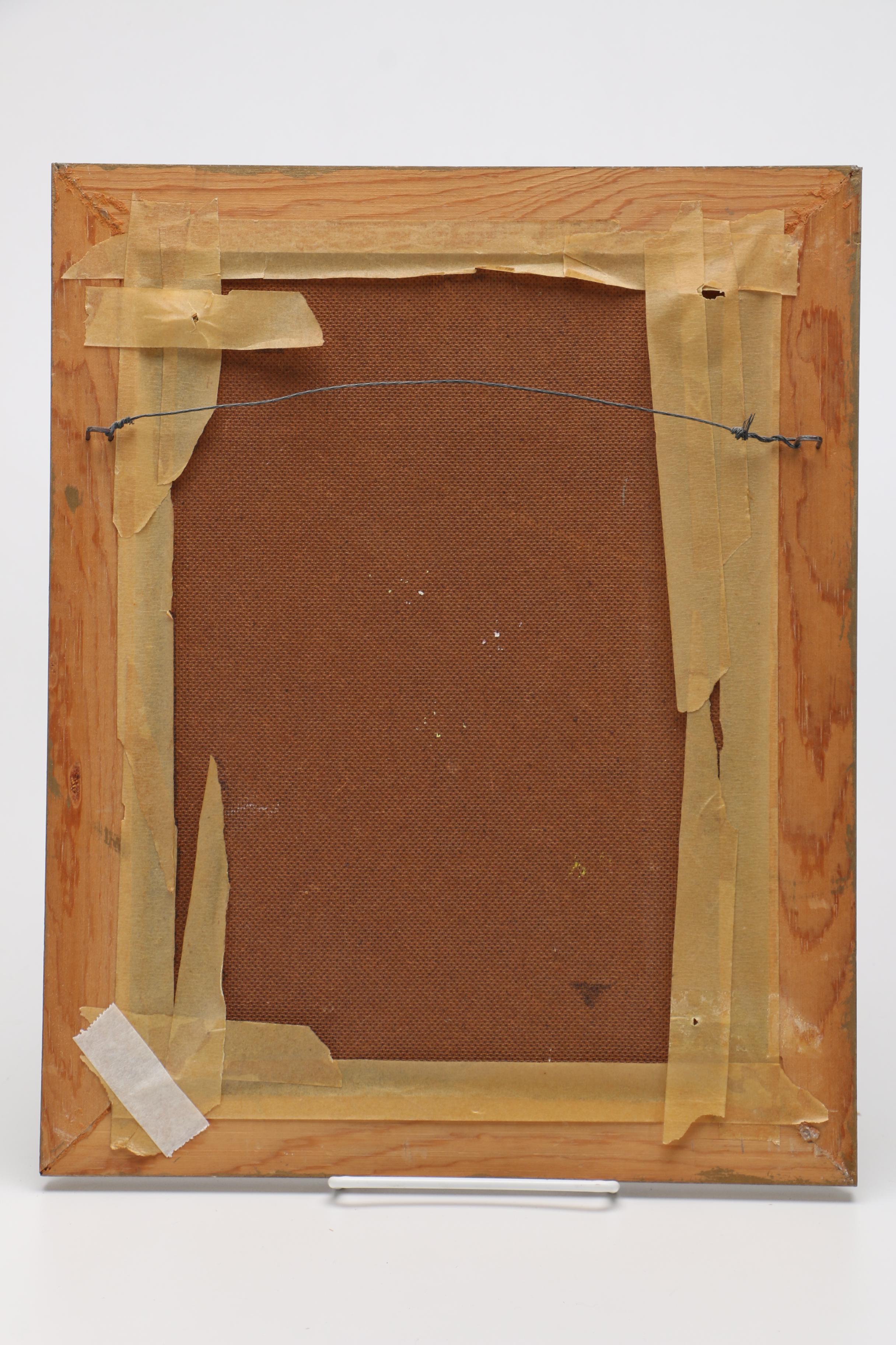 Framed Oil Painting of a Courtyard