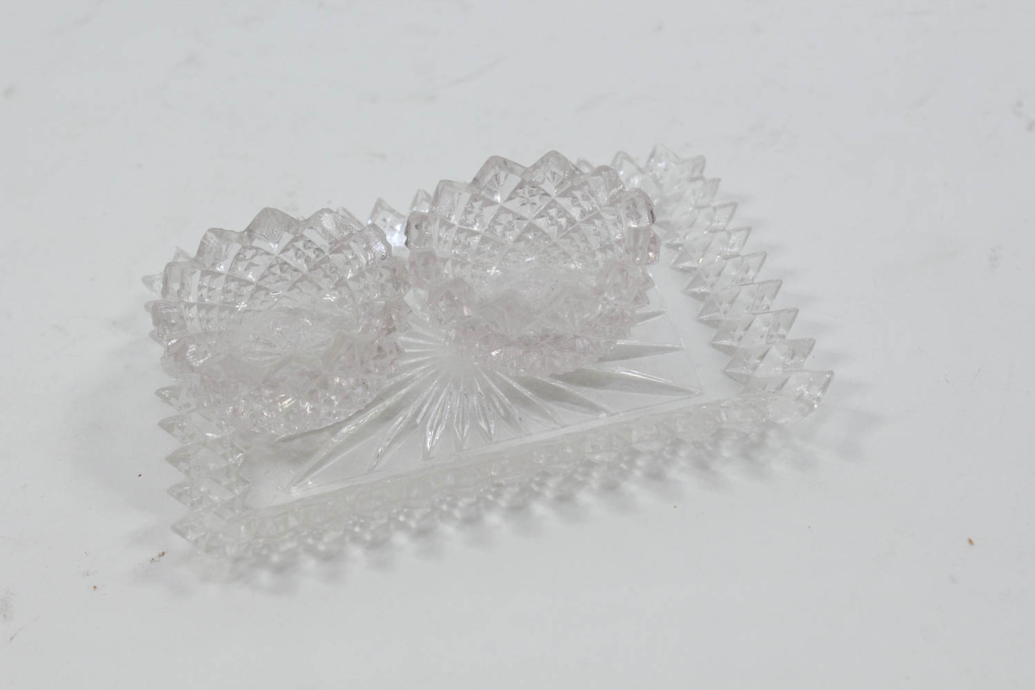 Crystal Glass Nappy Dish, Salt and Pepper Shakers and Cellars
