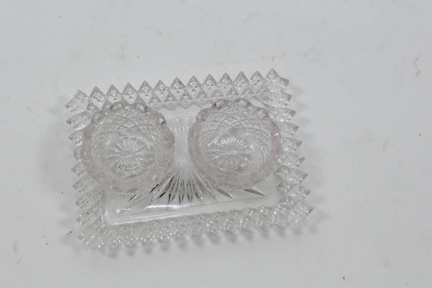 Crystal Glass Nappy Dish, Salt and Pepper Shakers and Cellars