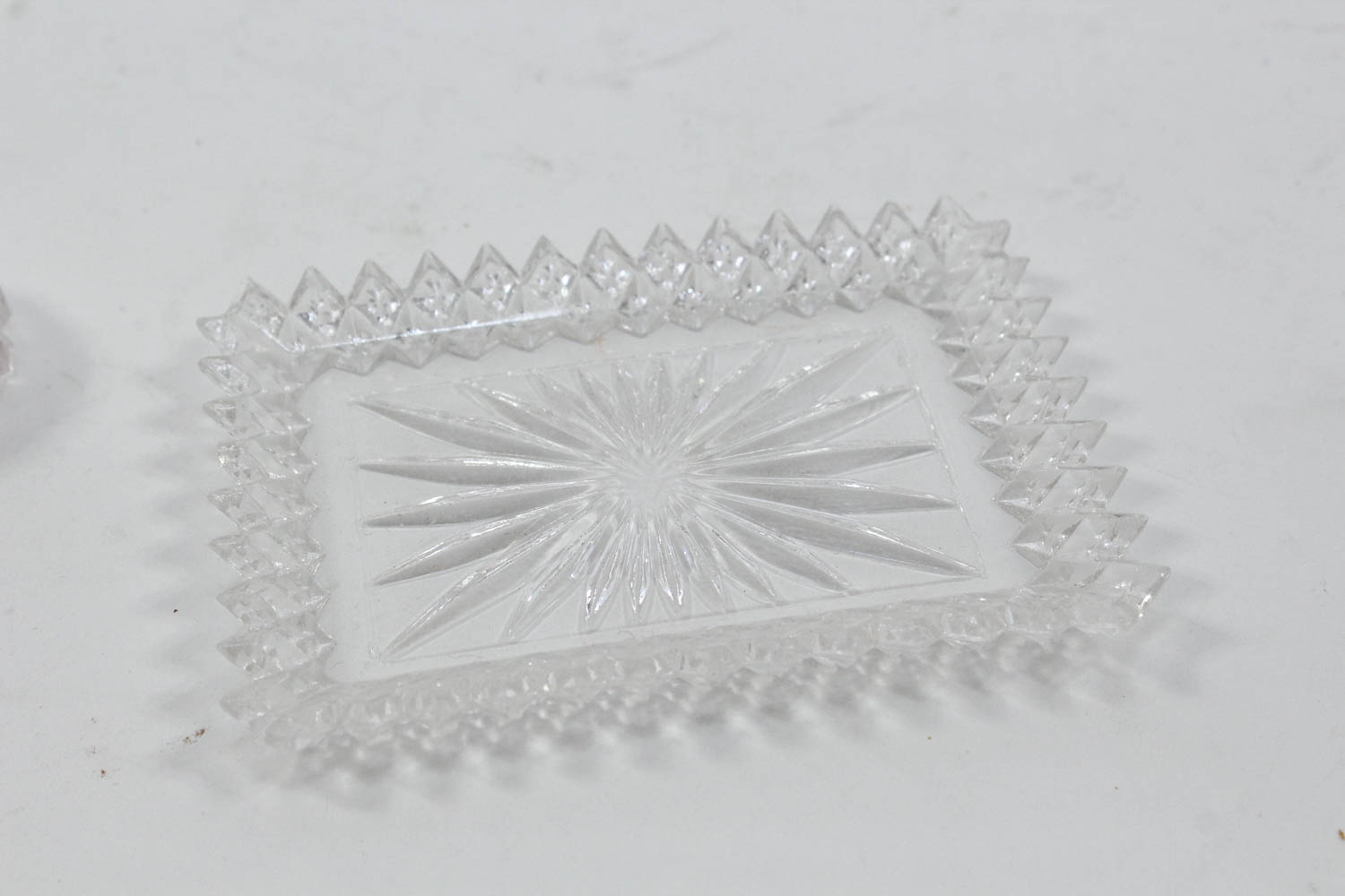 Crystal Glass Nappy Dish, Salt and Pepper Shakers and Cellars