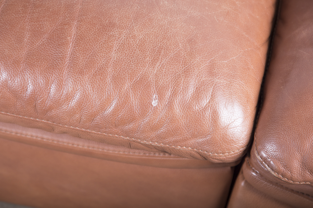 Saddle Brown Leather Three Piece Modular Sofa