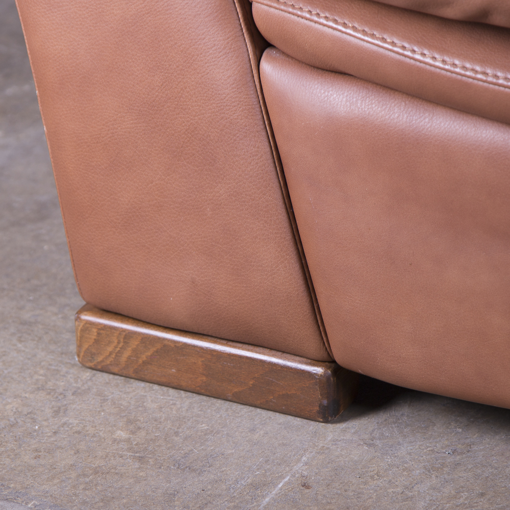 Saddle Brown Leather Three Piece Modular Sofa