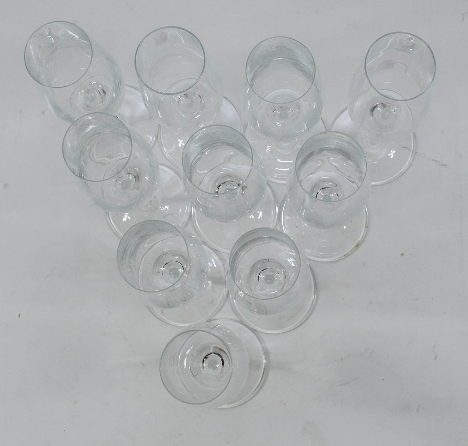 Set of Ten Glass Champagne Flutes