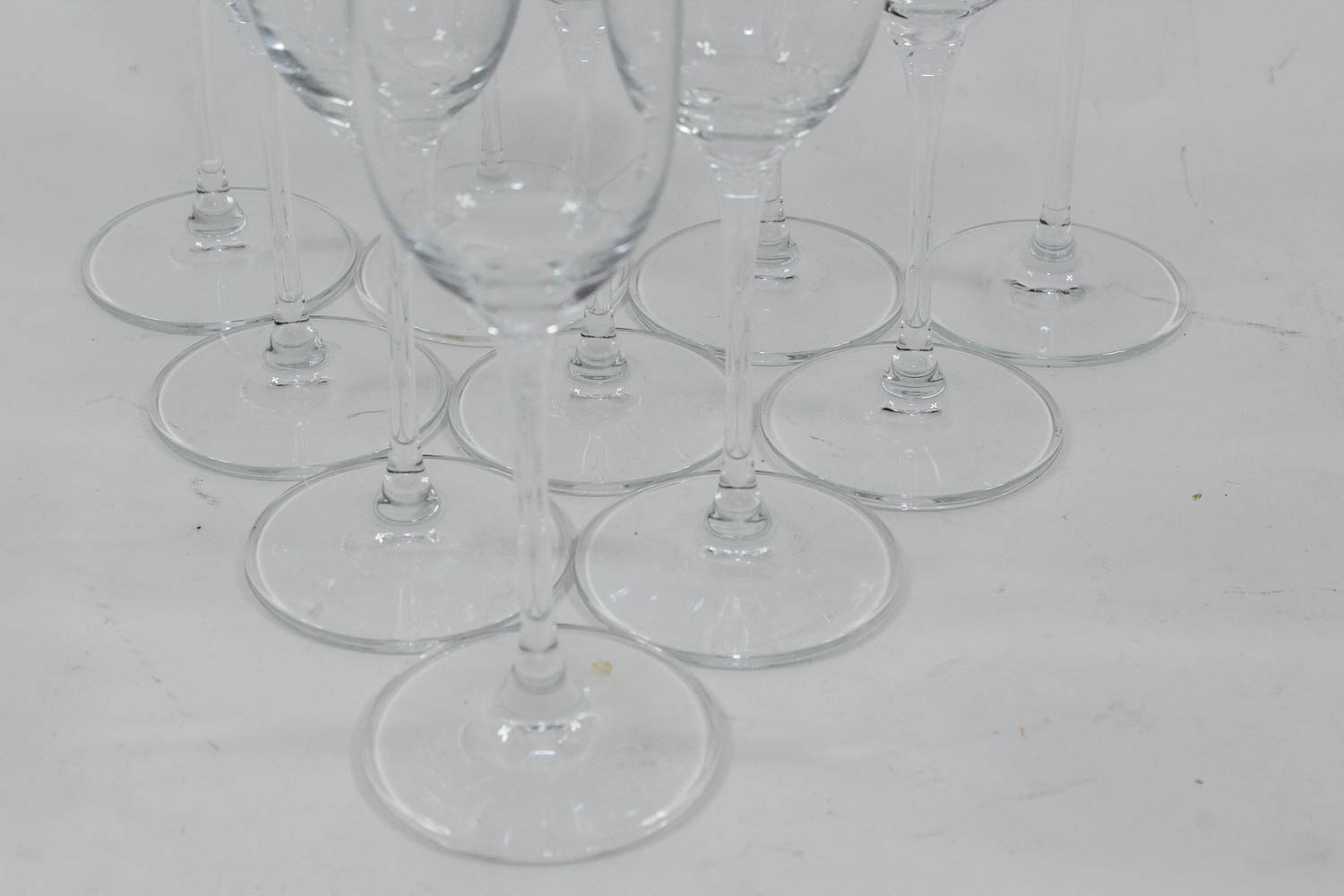 Set of Ten Glass Champagne Flutes