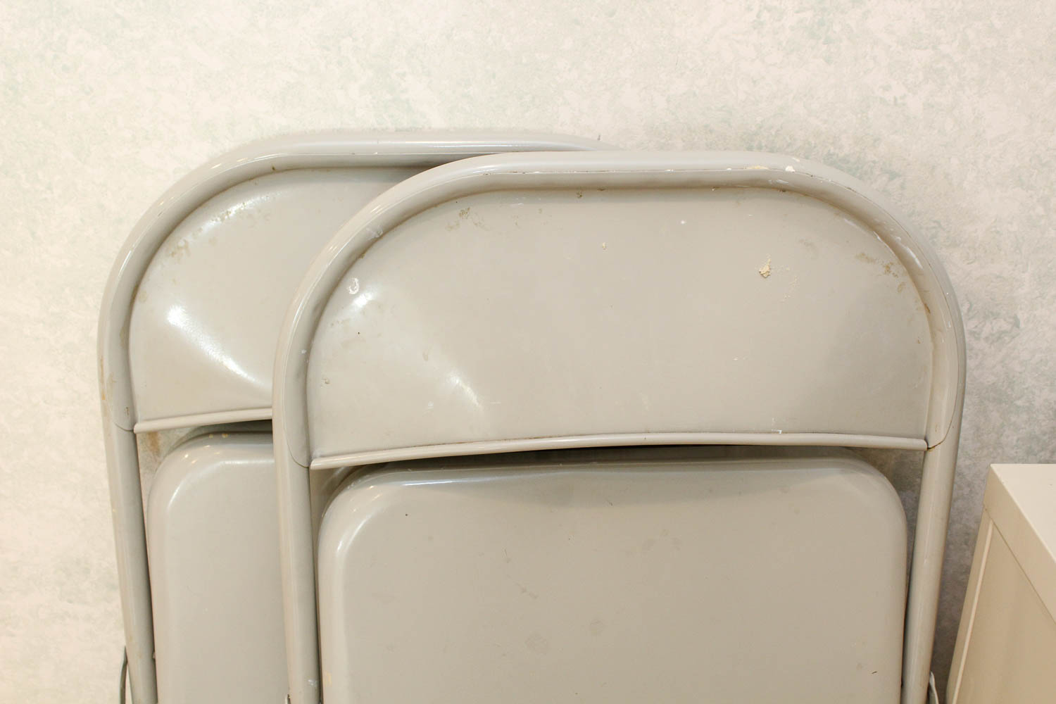 Short Filing Cabinet and Folding Chairs