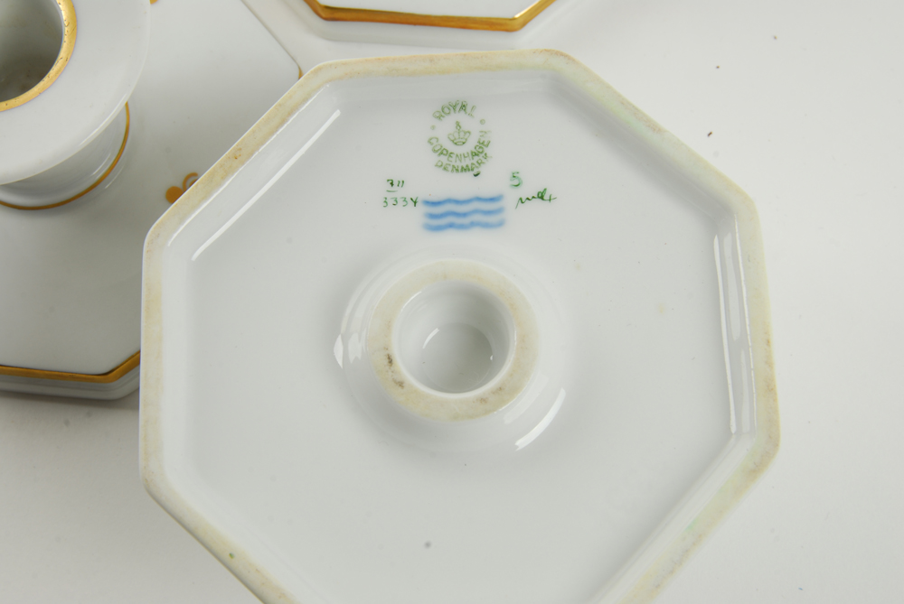 Royal Copenhagen "Brown Iris" Porcelain Candleholders