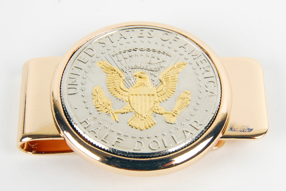 American Coin Treasures Two-Tone Presidential Seal Half Dollar Money Clip