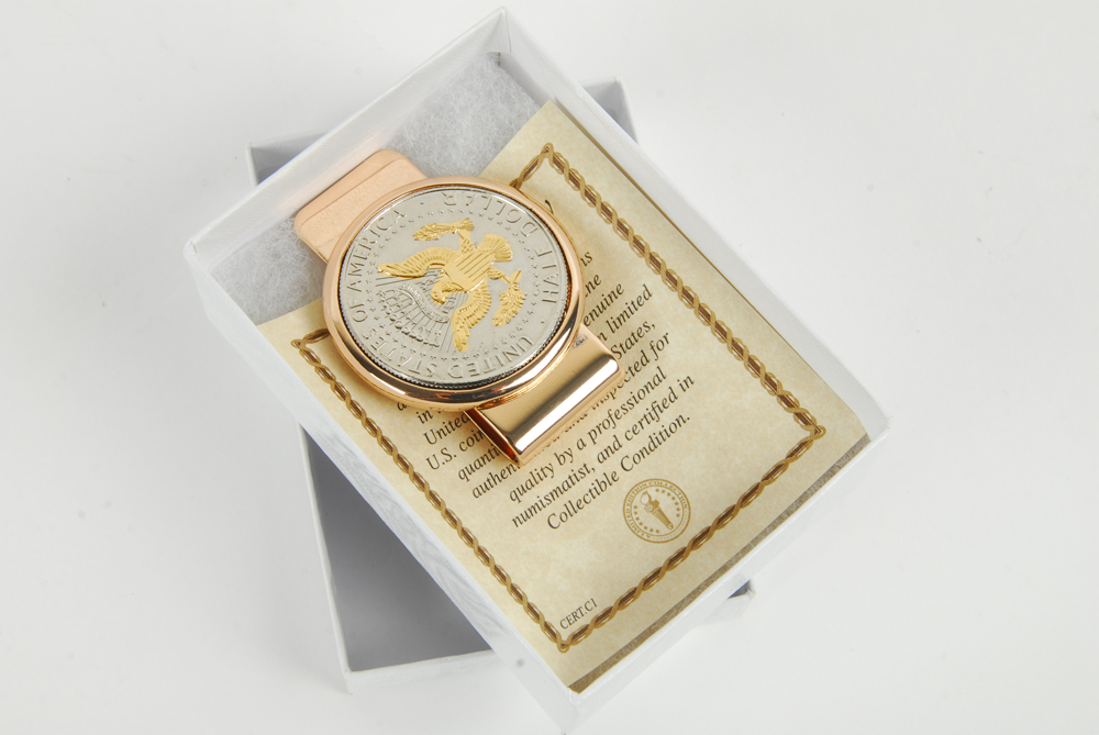 American Coin Treasures Two-Tone Presidential Seal Half Dollar Money Clip