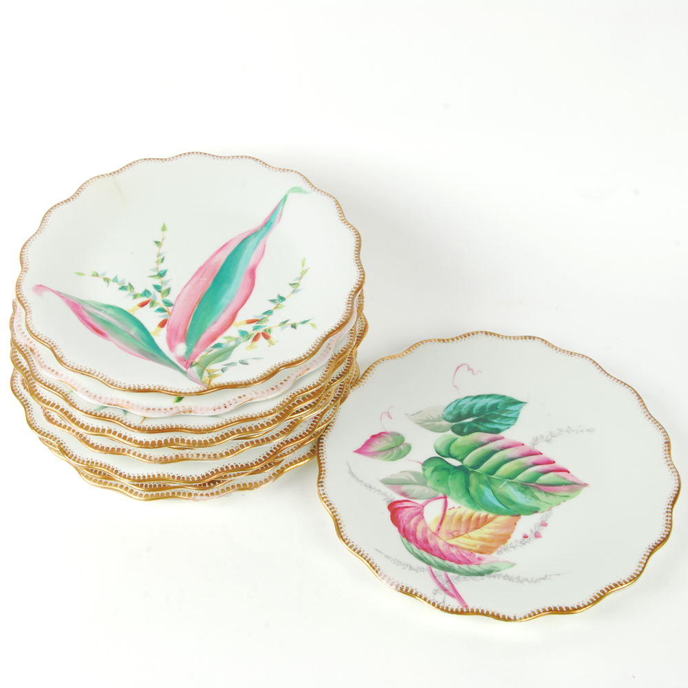 Vintage Handpainted Botanical Plates