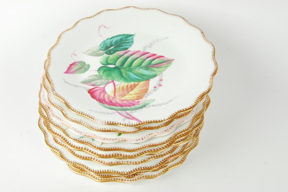 Vintage Handpainted Botanical Plates