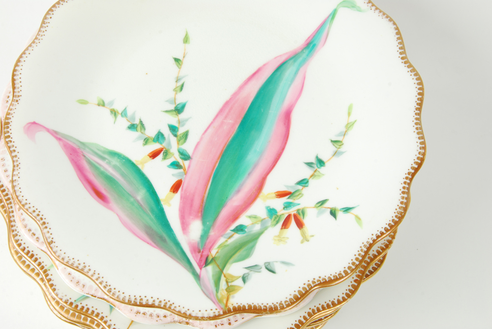 Vintage Handpainted Botanical Plates