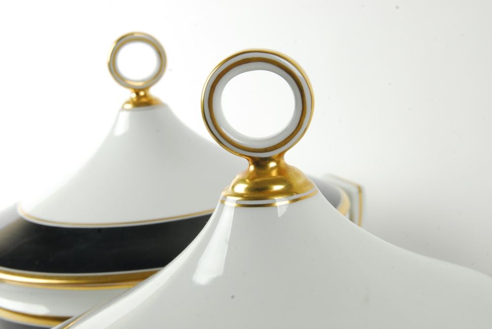 Pair of Richard Ginori Black "Contessa" Tureens