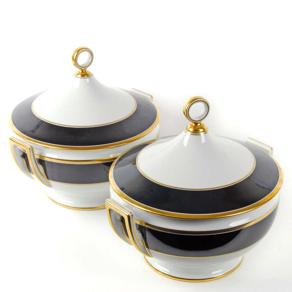 Pair of Richard Ginori Black "Contessa" Tureens
