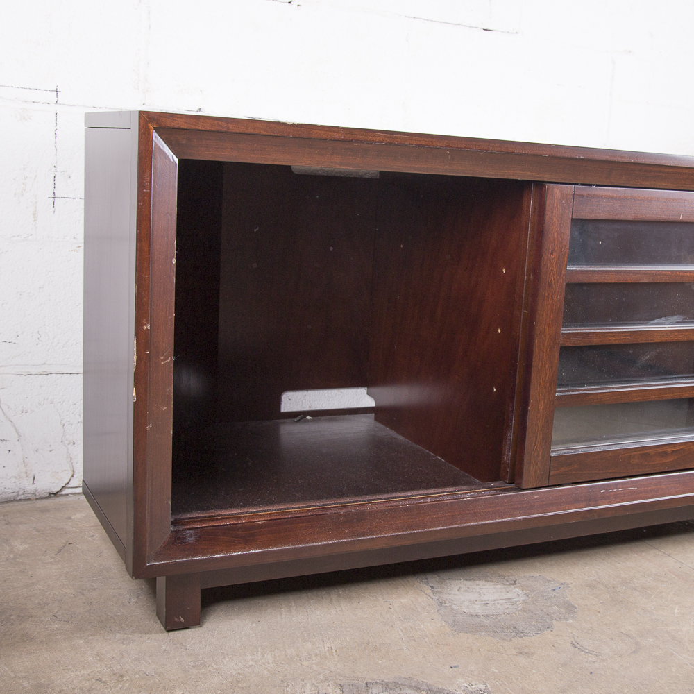 Contemporary Wood and Glass Media Cabinet