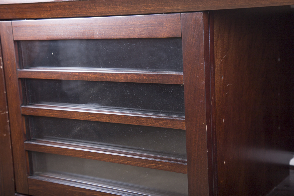 Contemporary Wood and Glass Media Cabinet