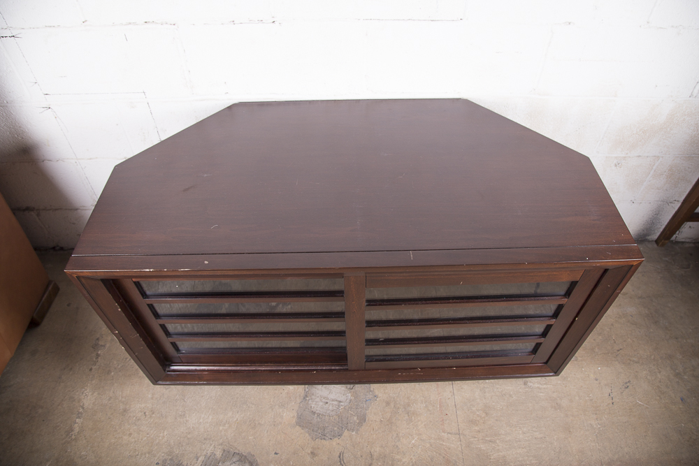 Contemporary Wood and Glass Media Cabinet