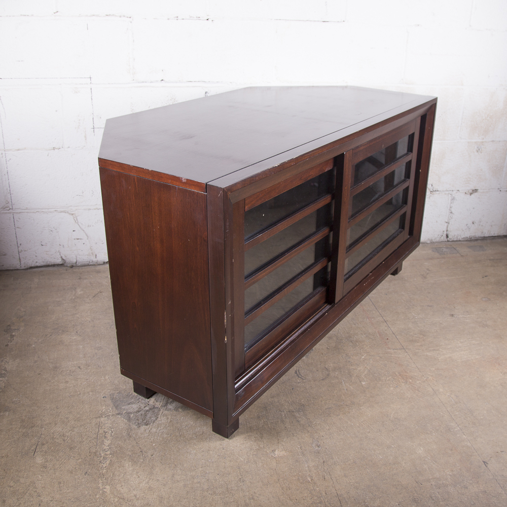 Contemporary Wood and Glass Media Cabinet