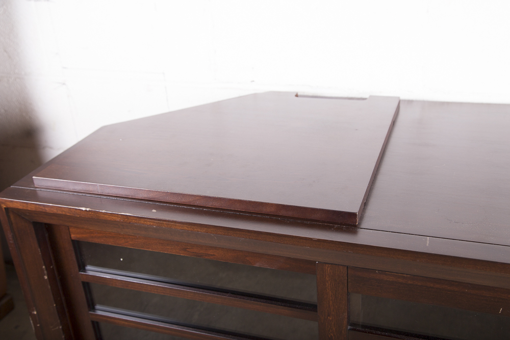 Contemporary Wood and Glass Media Cabinet