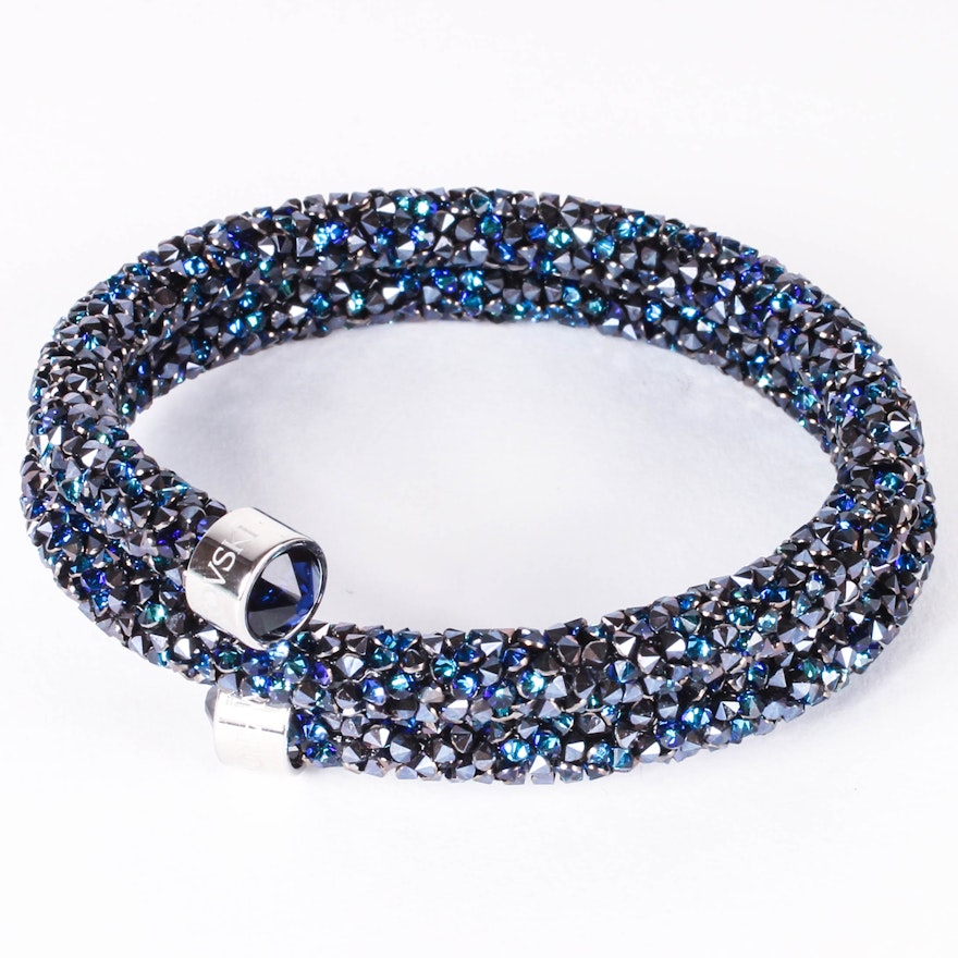 Swarovski Peacock Blue Crystal Coil Bracelet