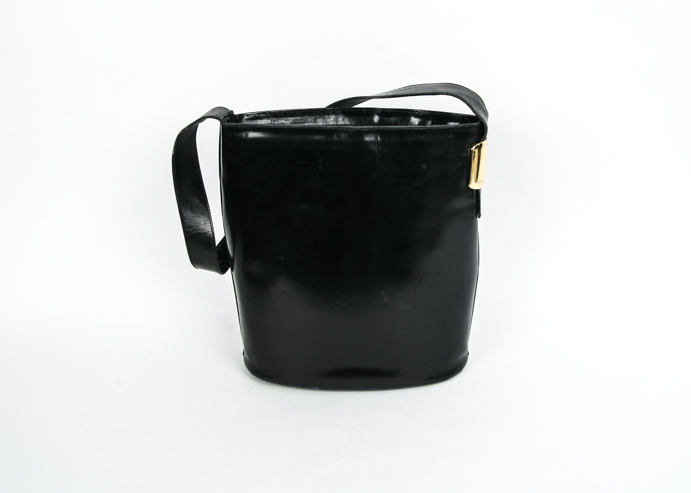 Vintage Gucci Black Leather Bucket Style Handbag