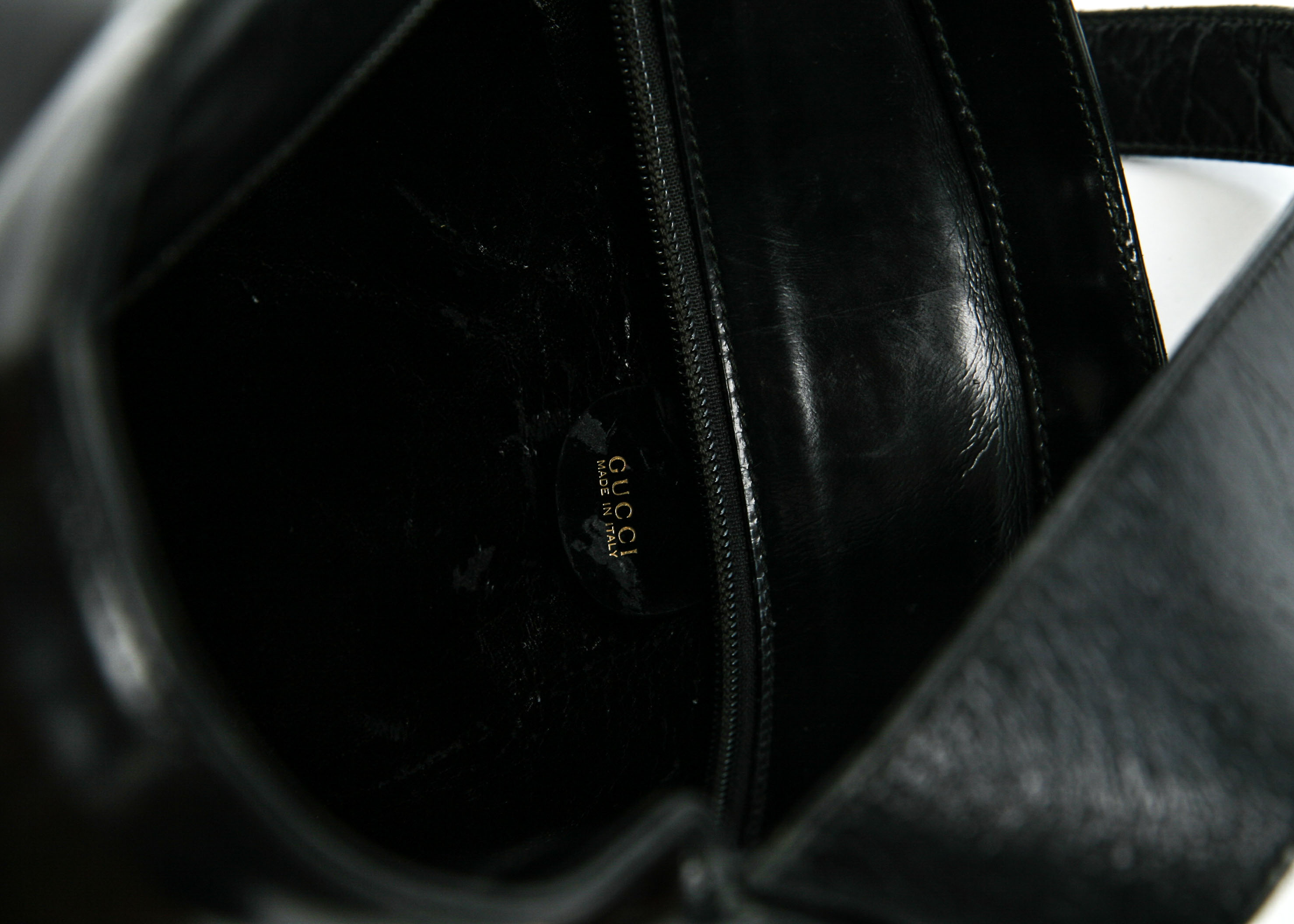 Vintage Gucci Black Leather Bucket Style Handbag