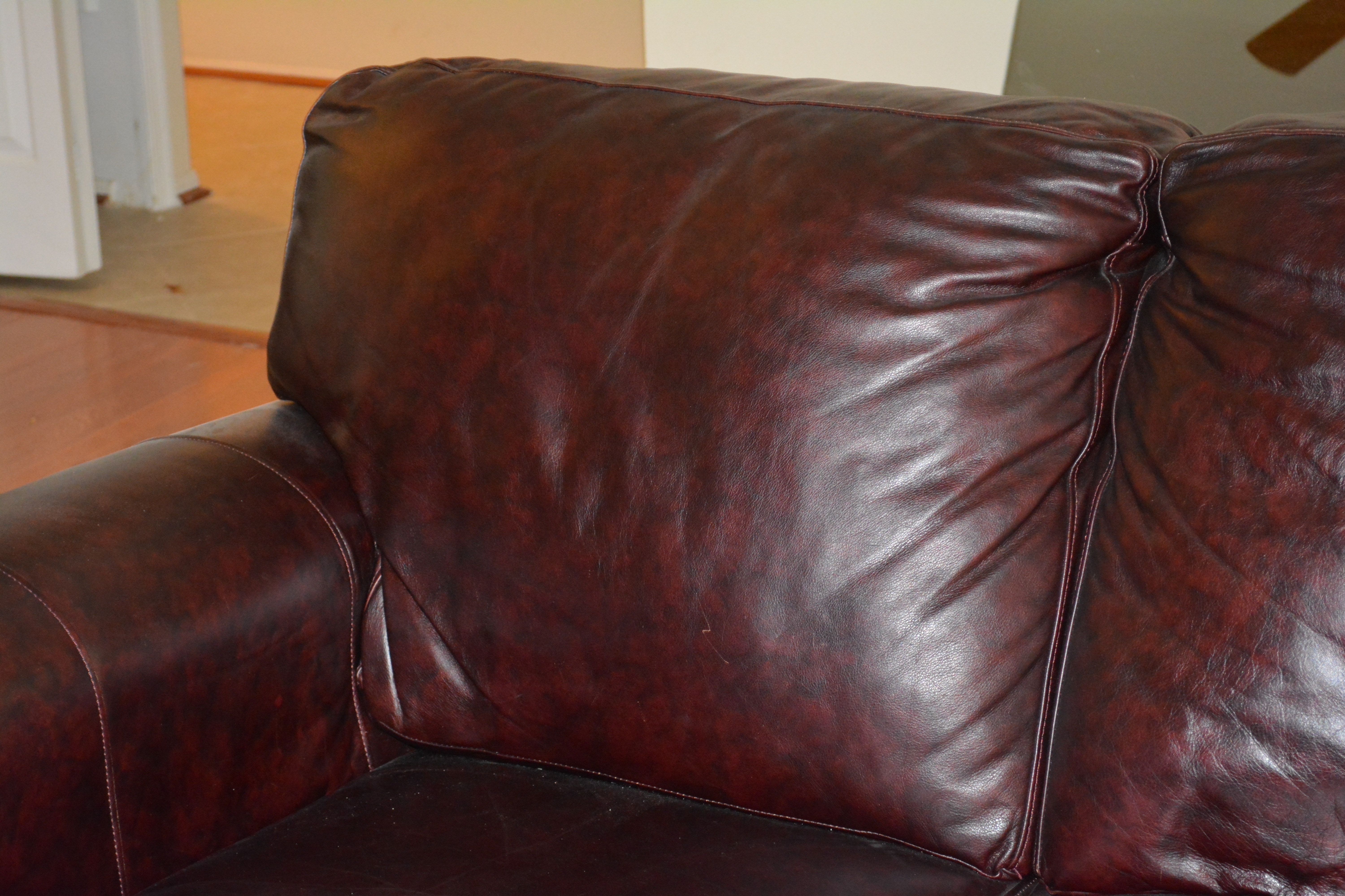 Contemporary Brown Leather Loveseat