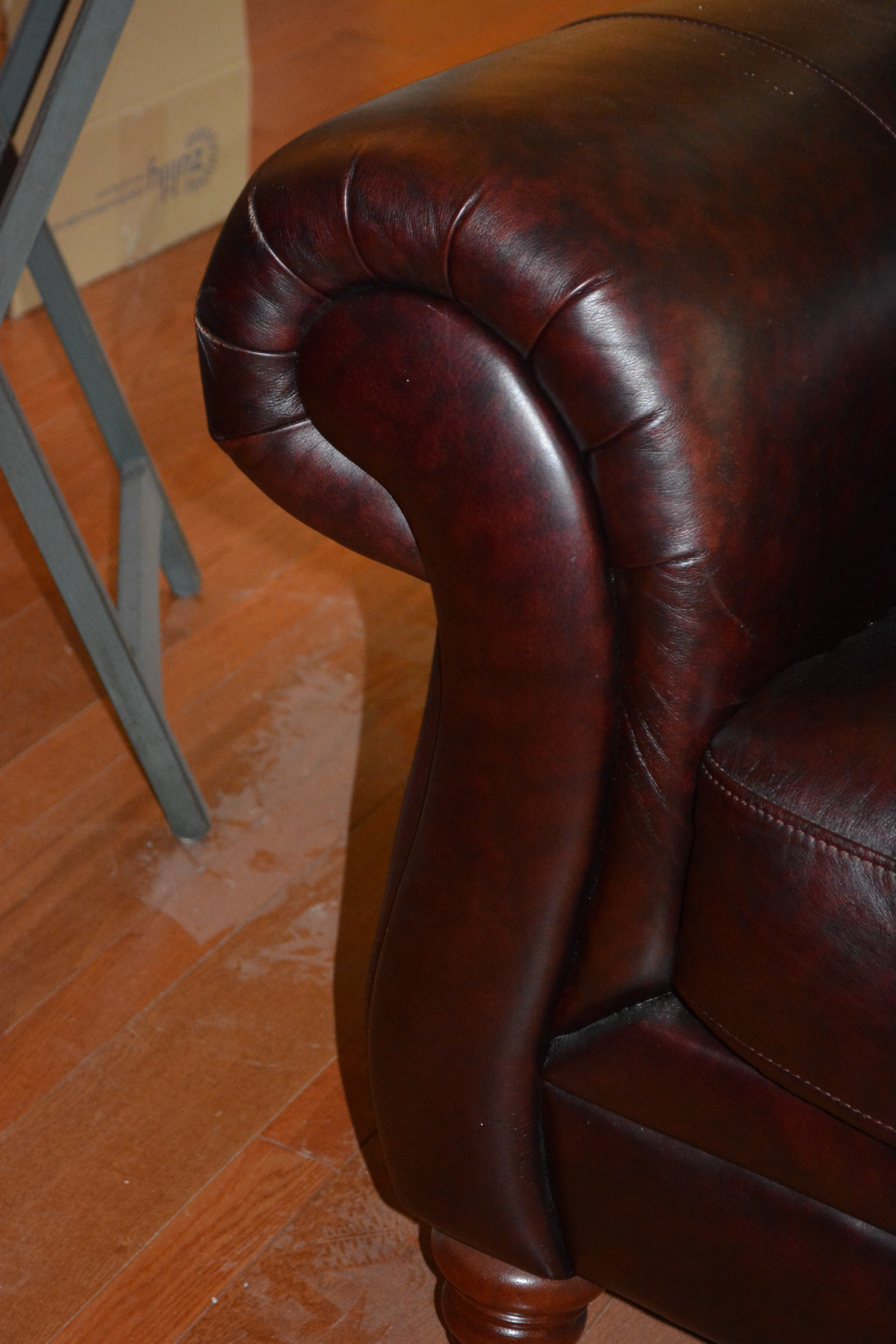 Contemporary Brown Leather Loveseat