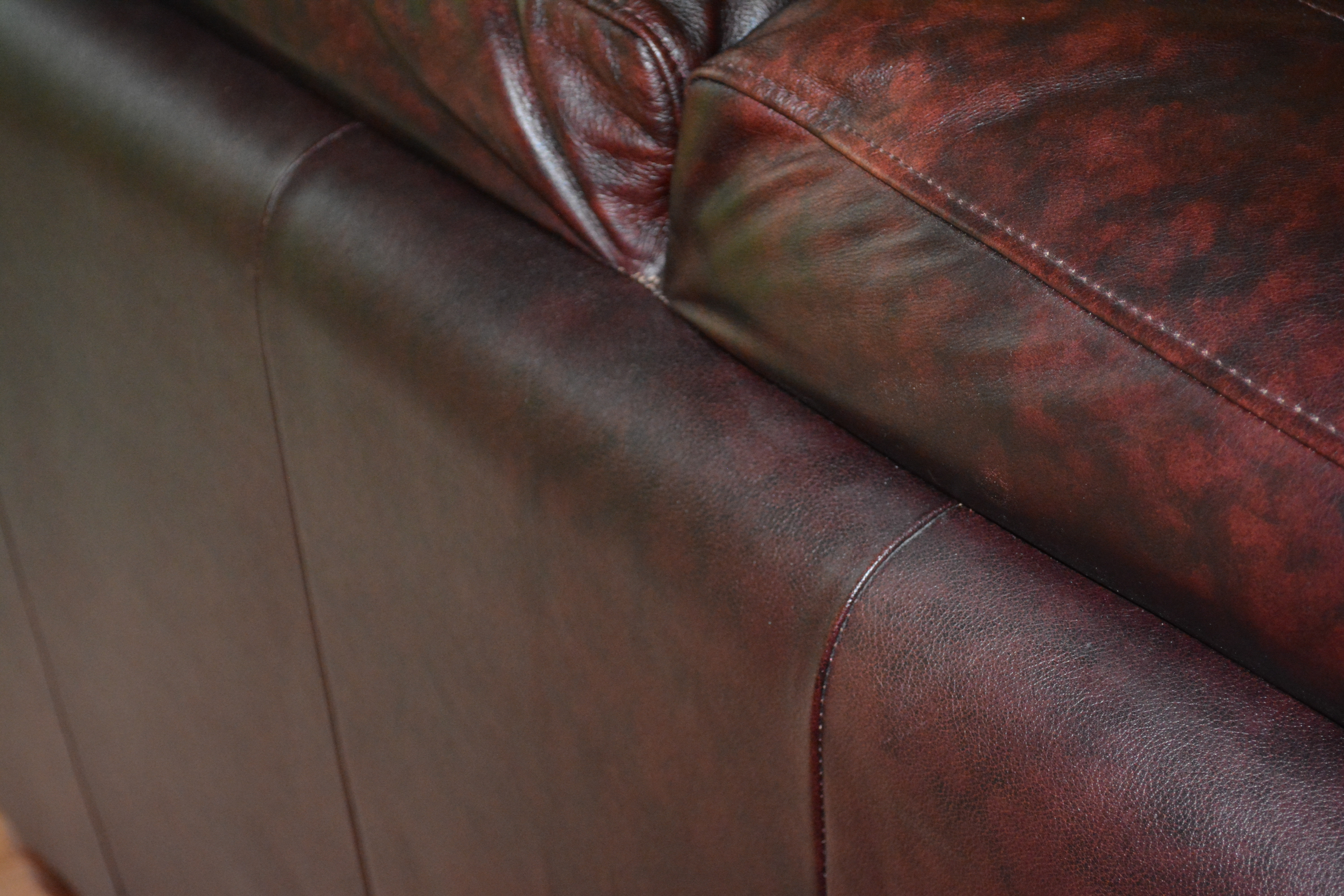 Contemporary Brown Leather Loveseat