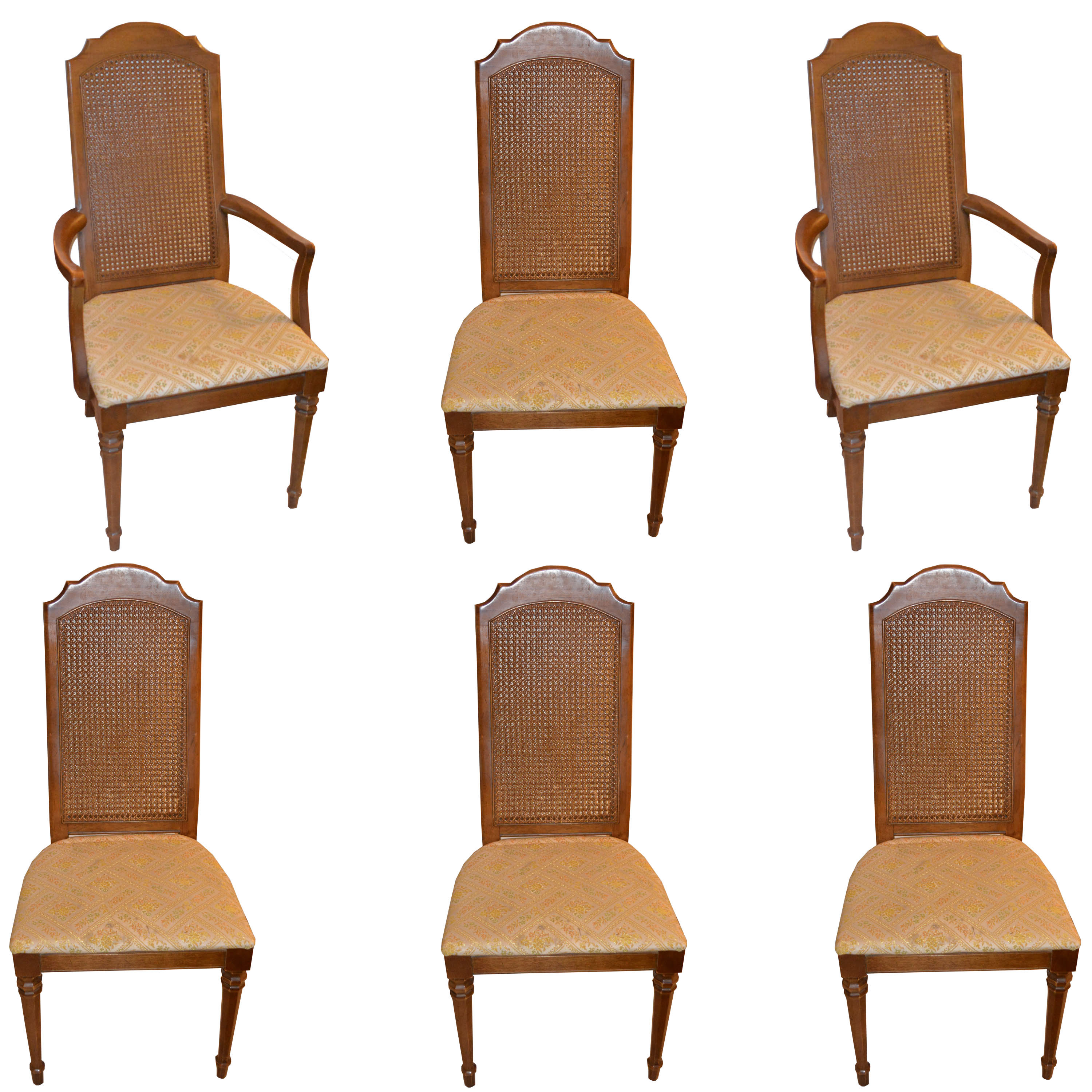 Vintage Louis XVI Inspired Wicker Back Dining Chairs