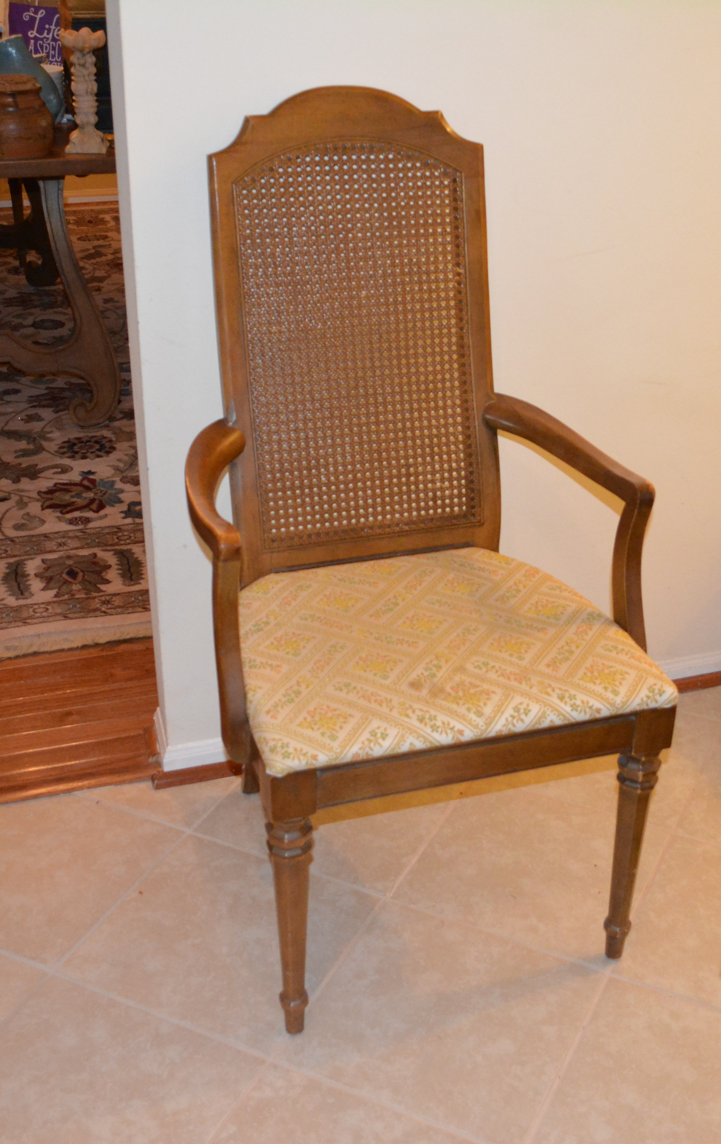 Vintage Louis XVI Inspired Wicker Back Dining Chairs