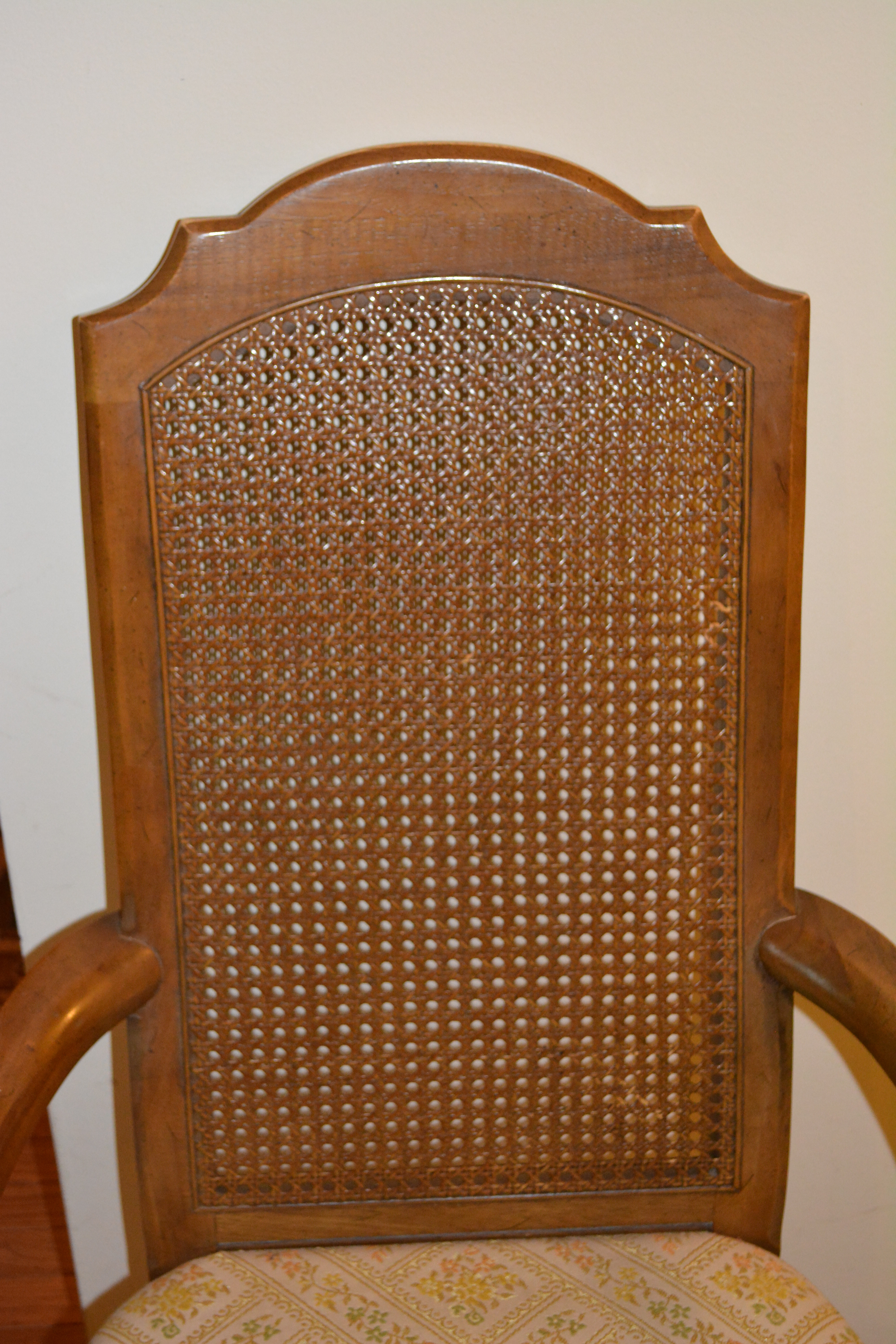 Vintage Louis XVI Inspired Wicker Back Dining Chairs