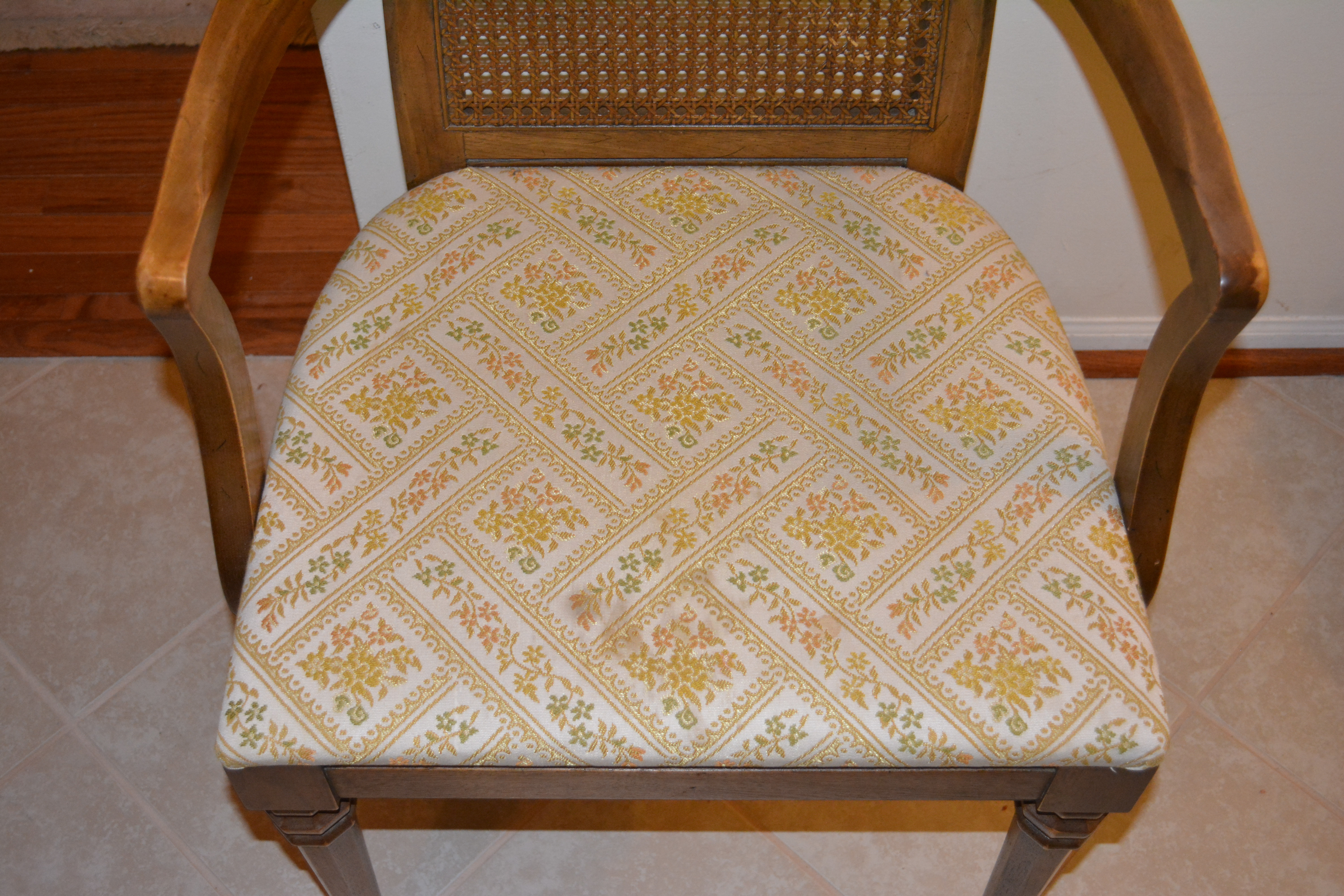 Vintage Louis XVI Inspired Wicker Back Dining Chairs