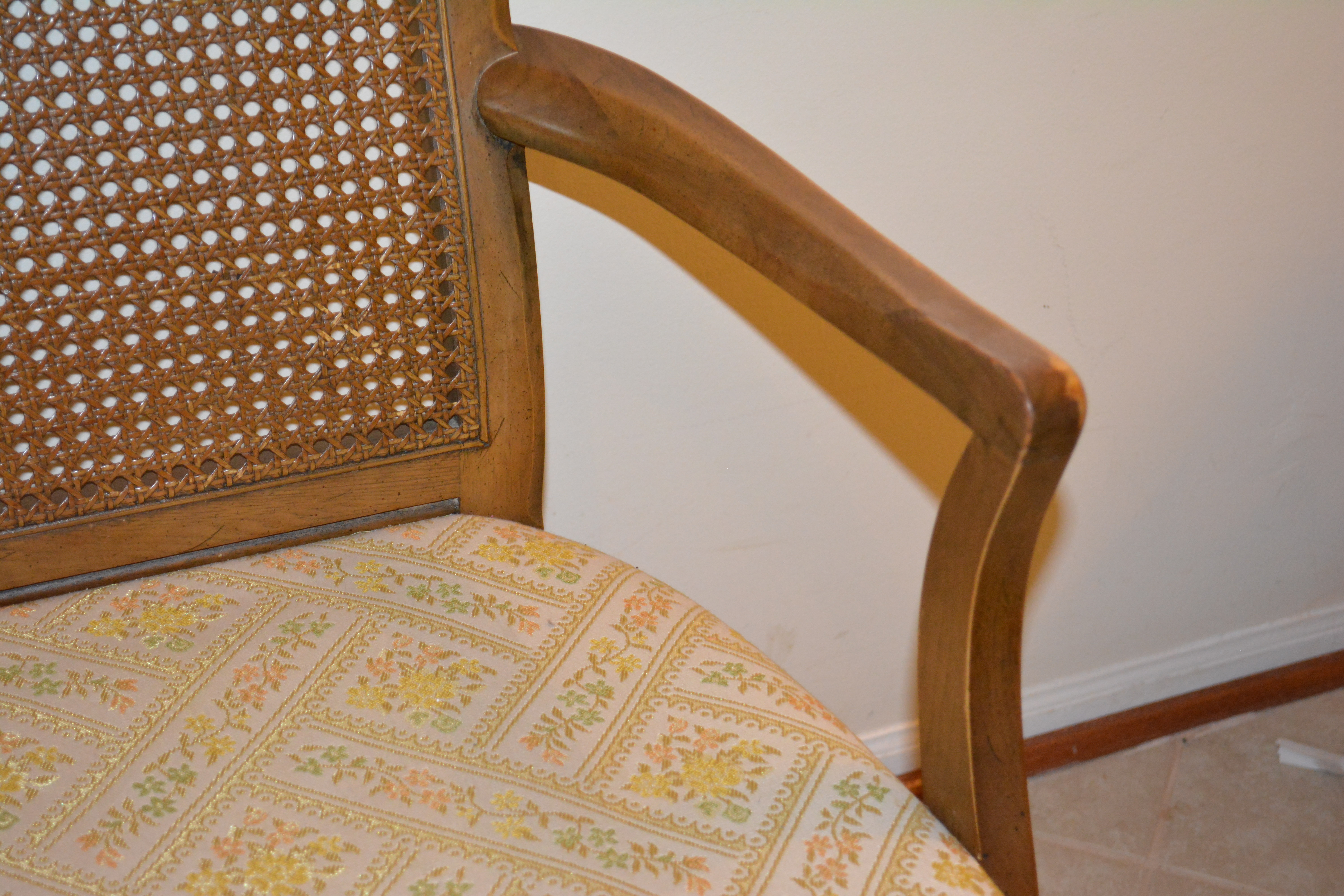 Vintage Louis XVI Inspired Wicker Back Dining Chairs