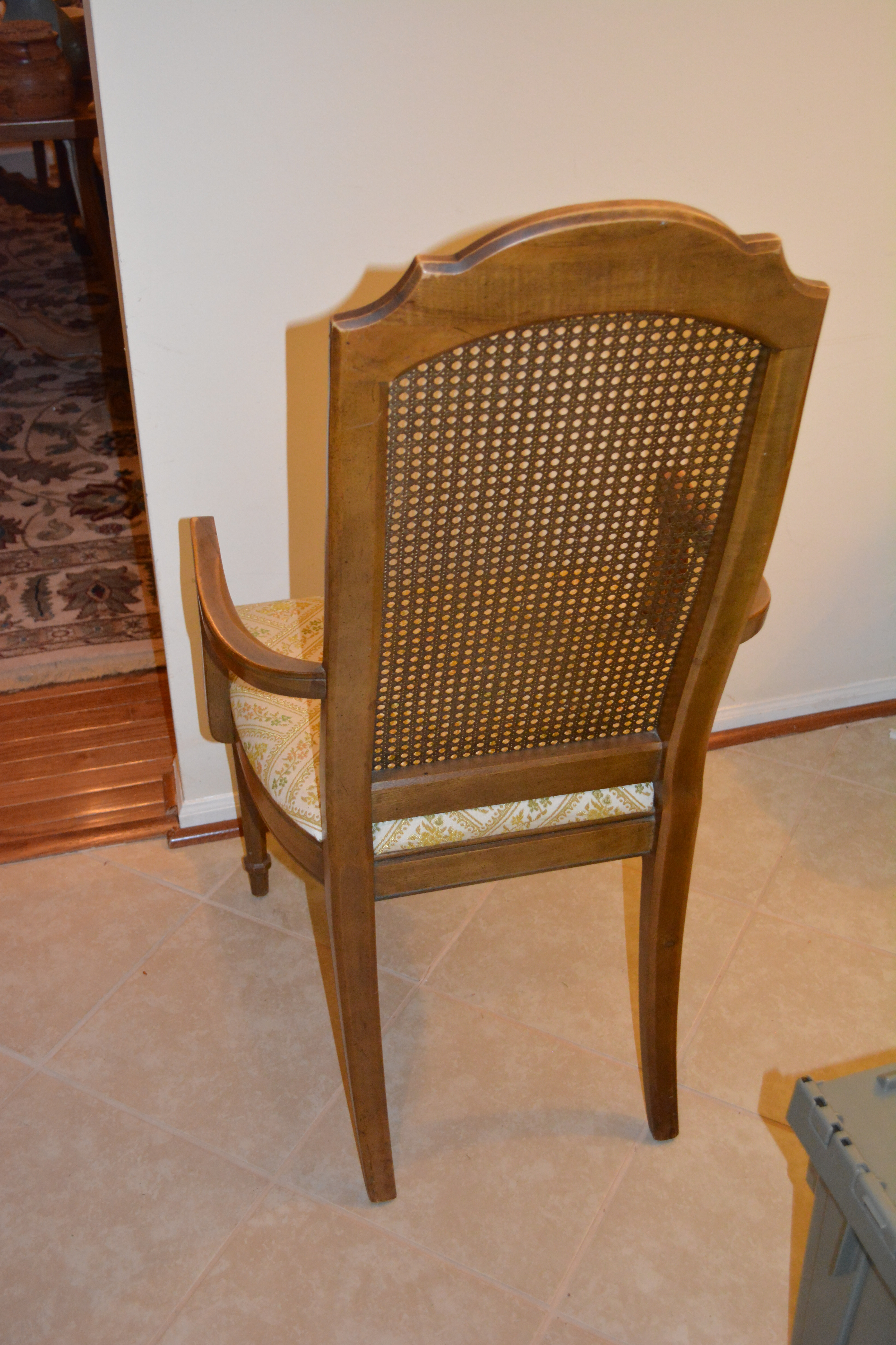 Vintage Louis XVI Inspired Wicker Back Dining Chairs