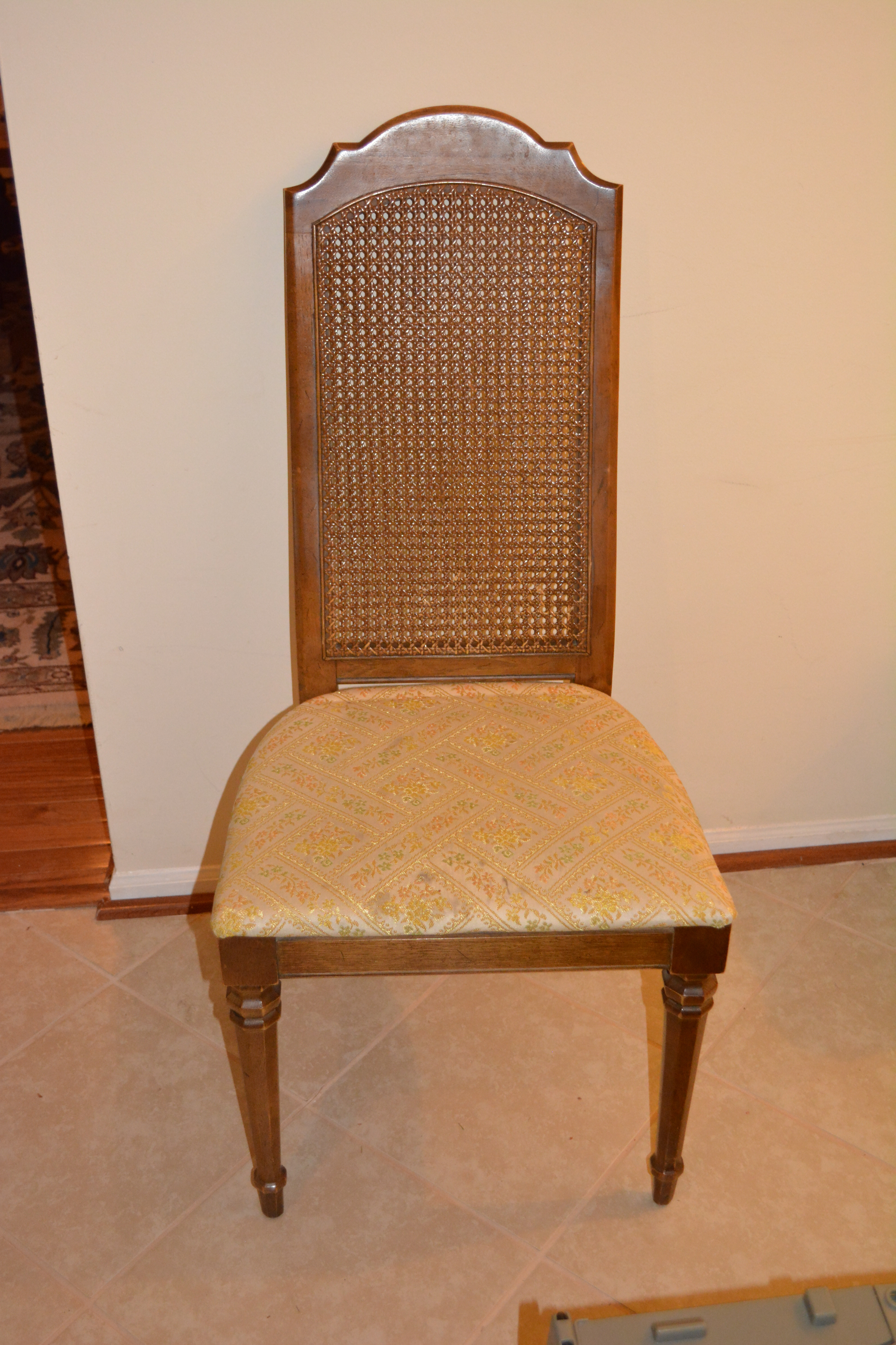 Vintage Louis XVI Inspired Wicker Back Dining Chairs