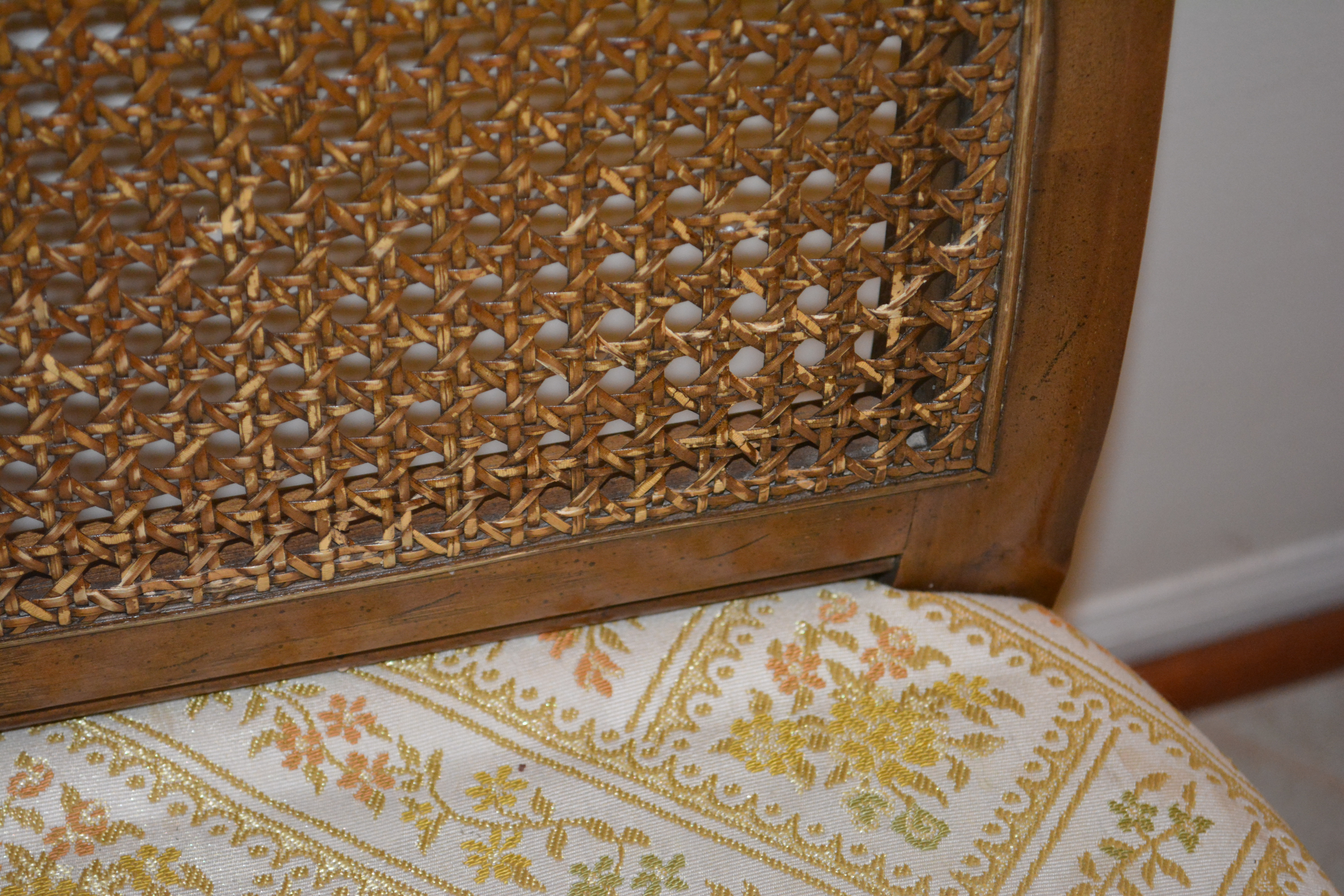 Vintage Louis XVI Inspired Wicker Back Dining Chairs
