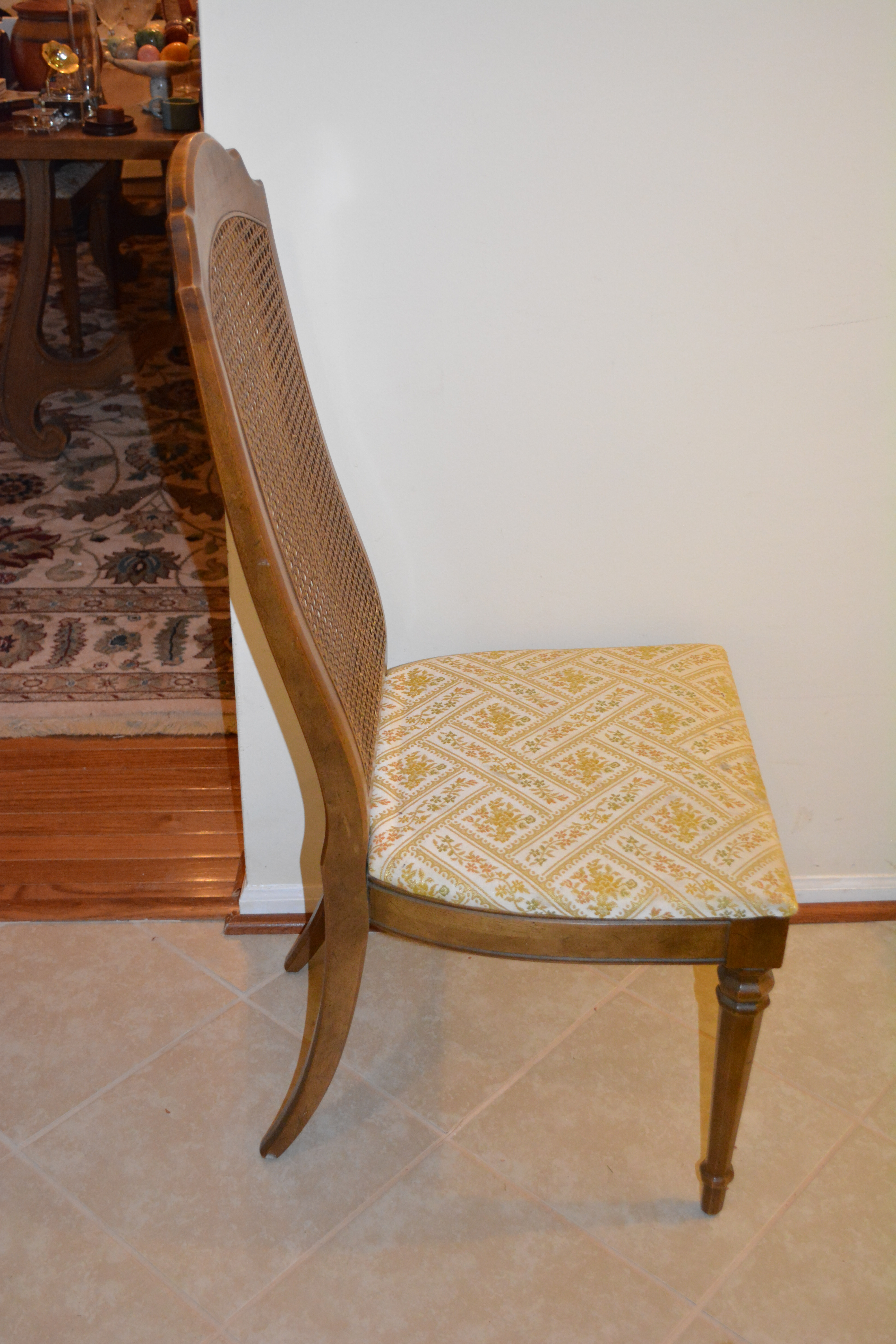 Vintage Louis XVI Inspired Wicker Back Dining Chairs