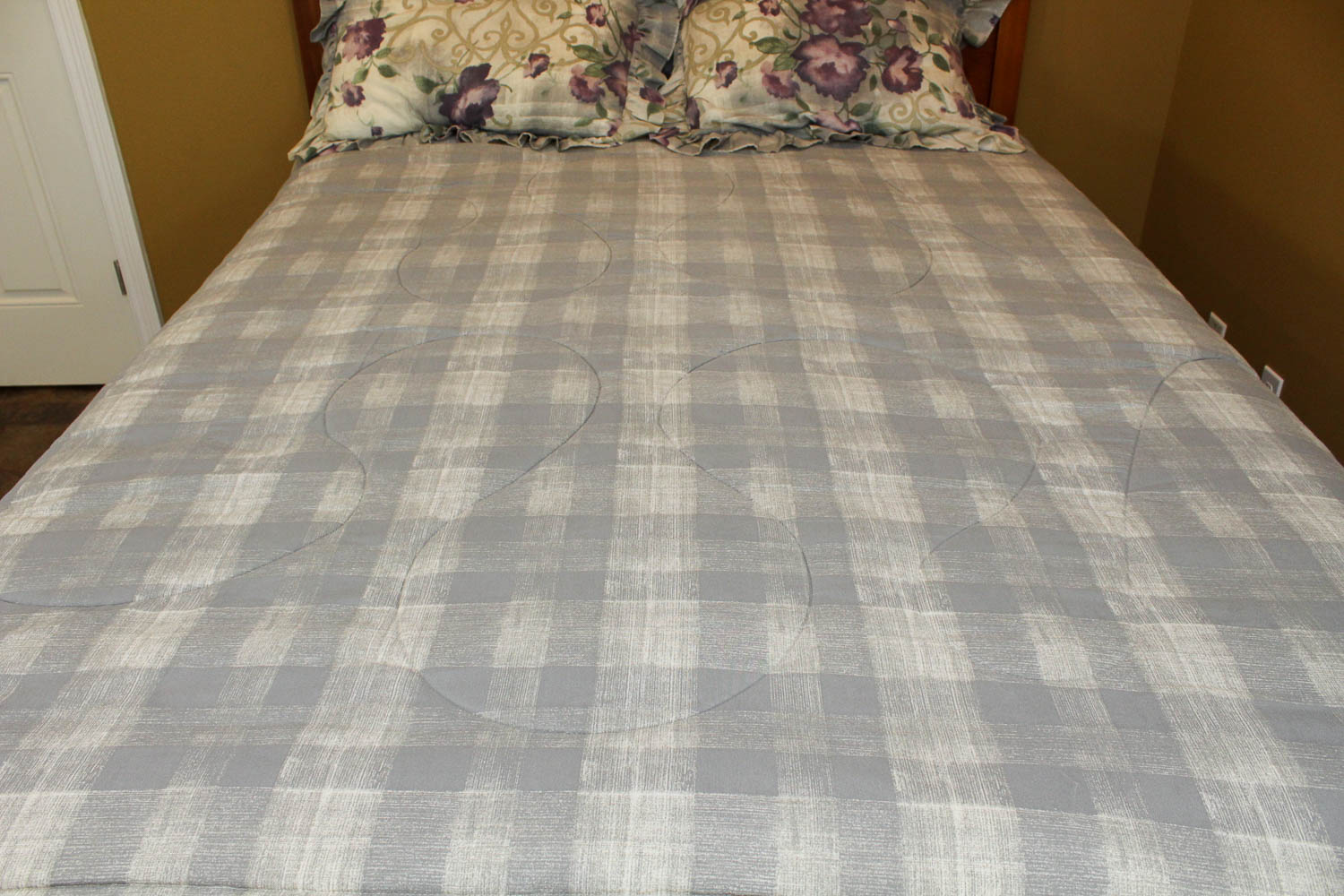 Queen Wooden Bed Frame and Bedding