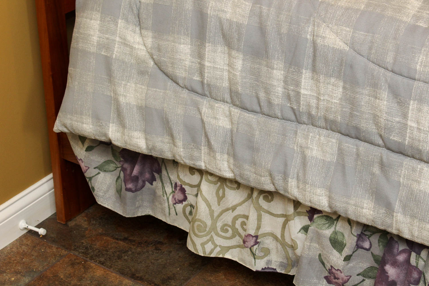 Queen Wooden Bed Frame and Bedding