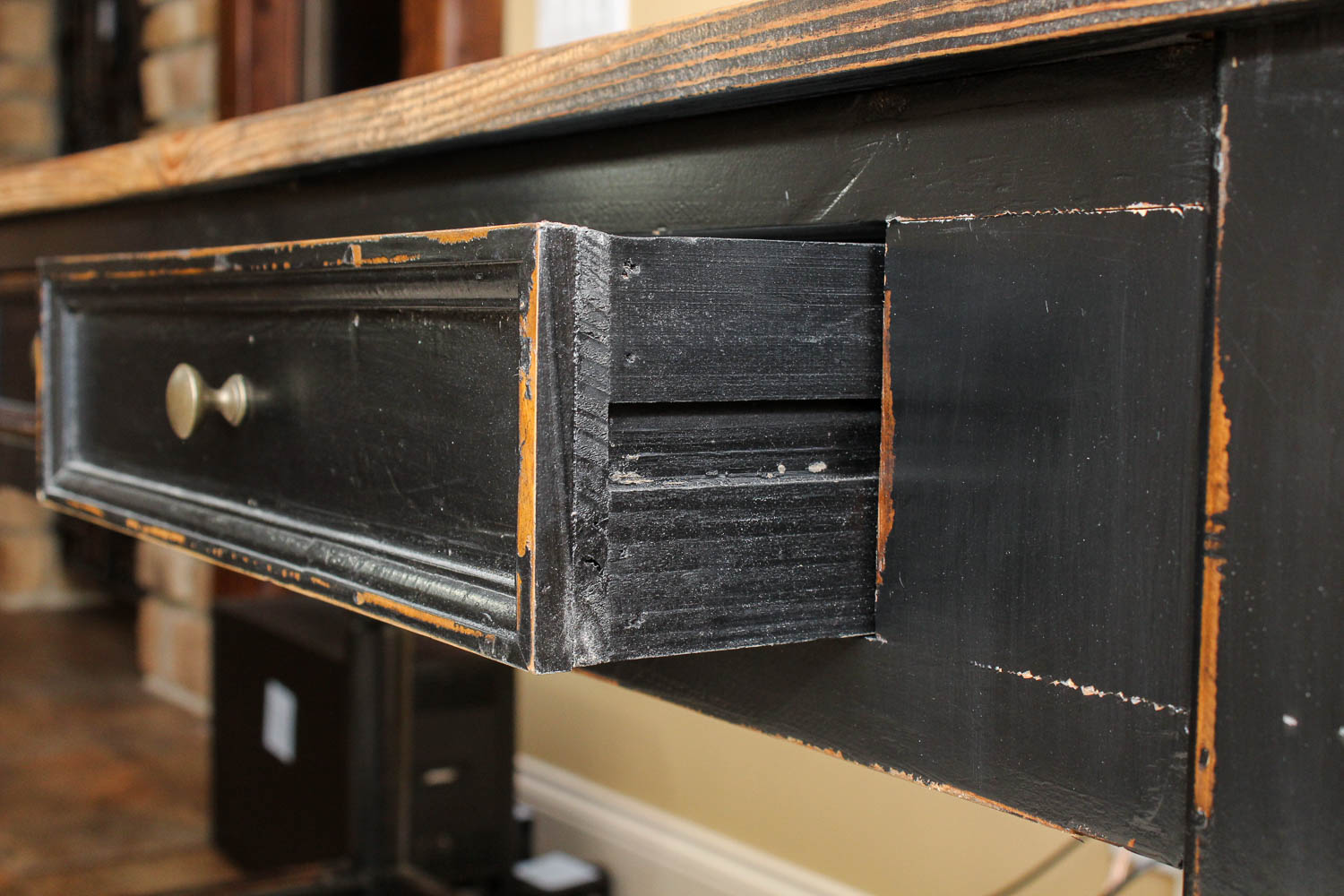 Rustic Country-Style Painted Console Table