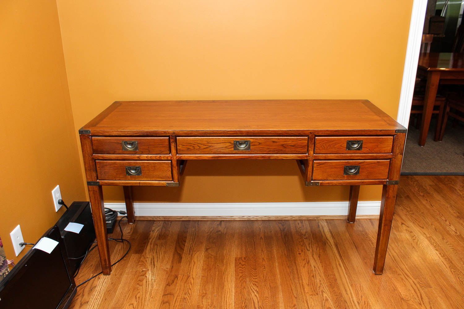 Oak Campaign Style Desk